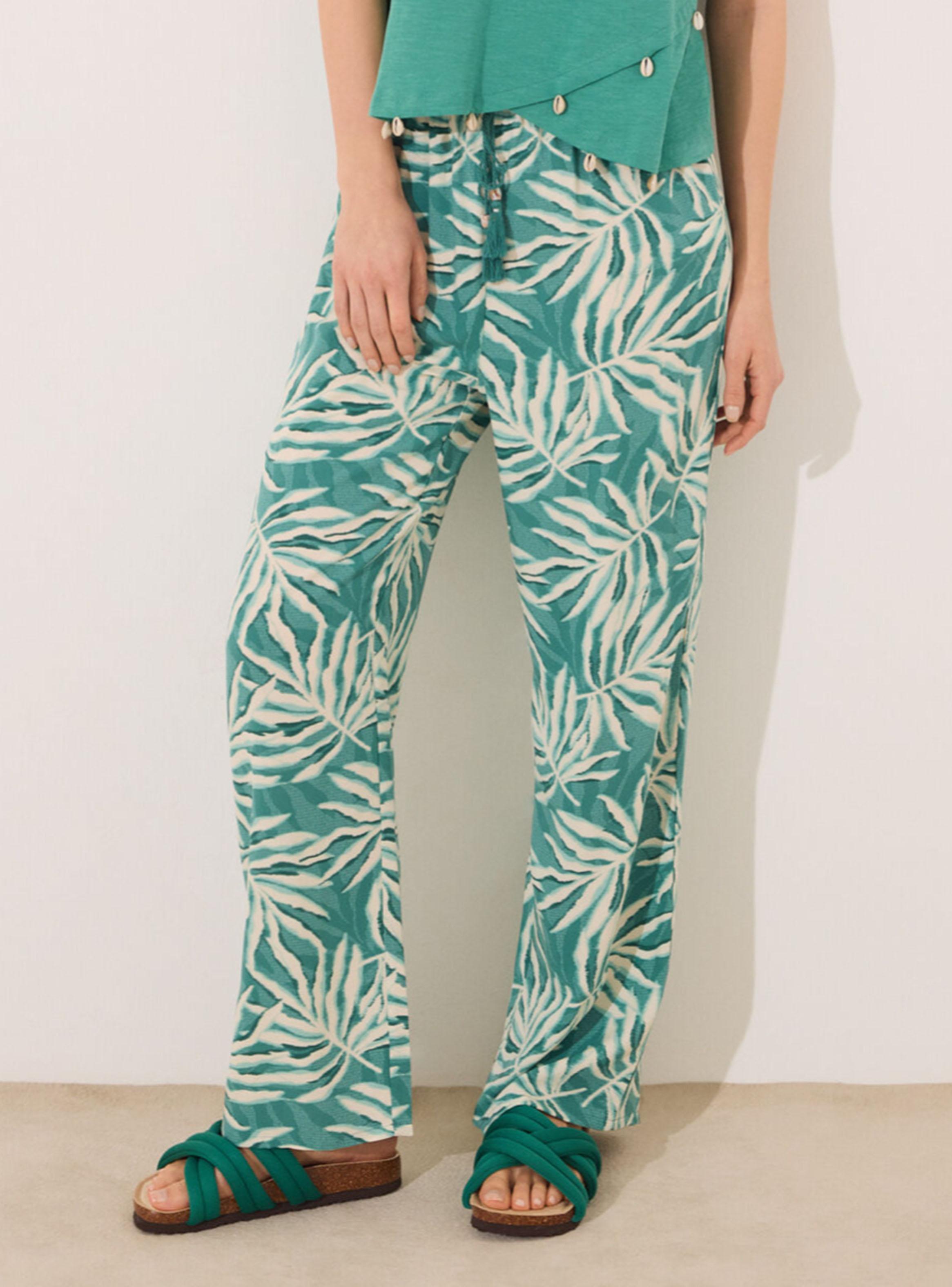 Pantalón Largo Estampado Hojas Ver-2