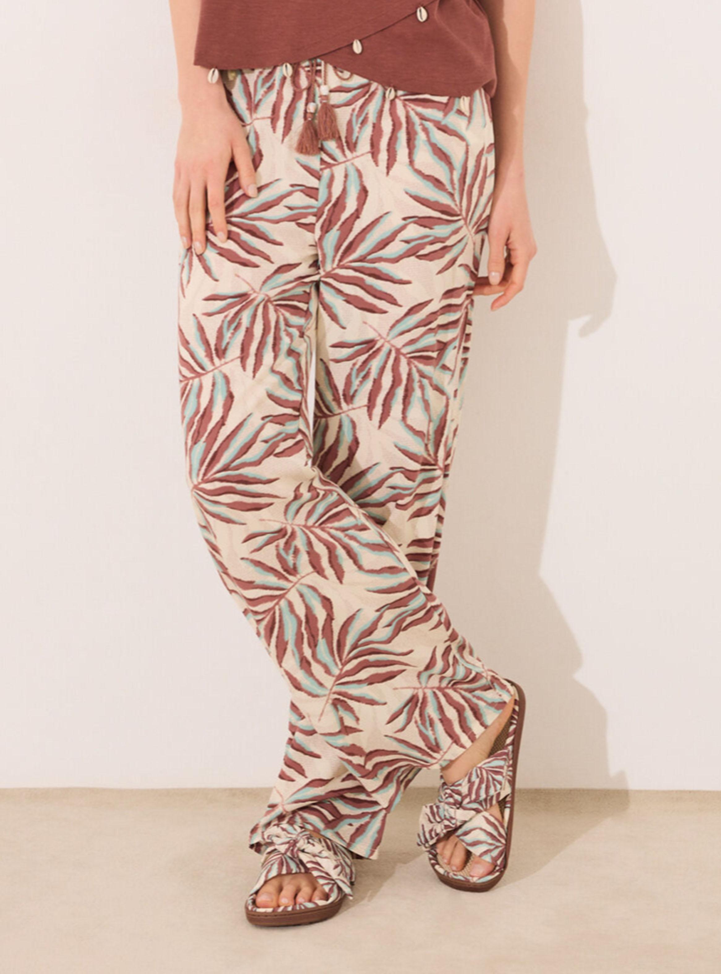 Pantalón Largo Estampado Hojas Mar-2