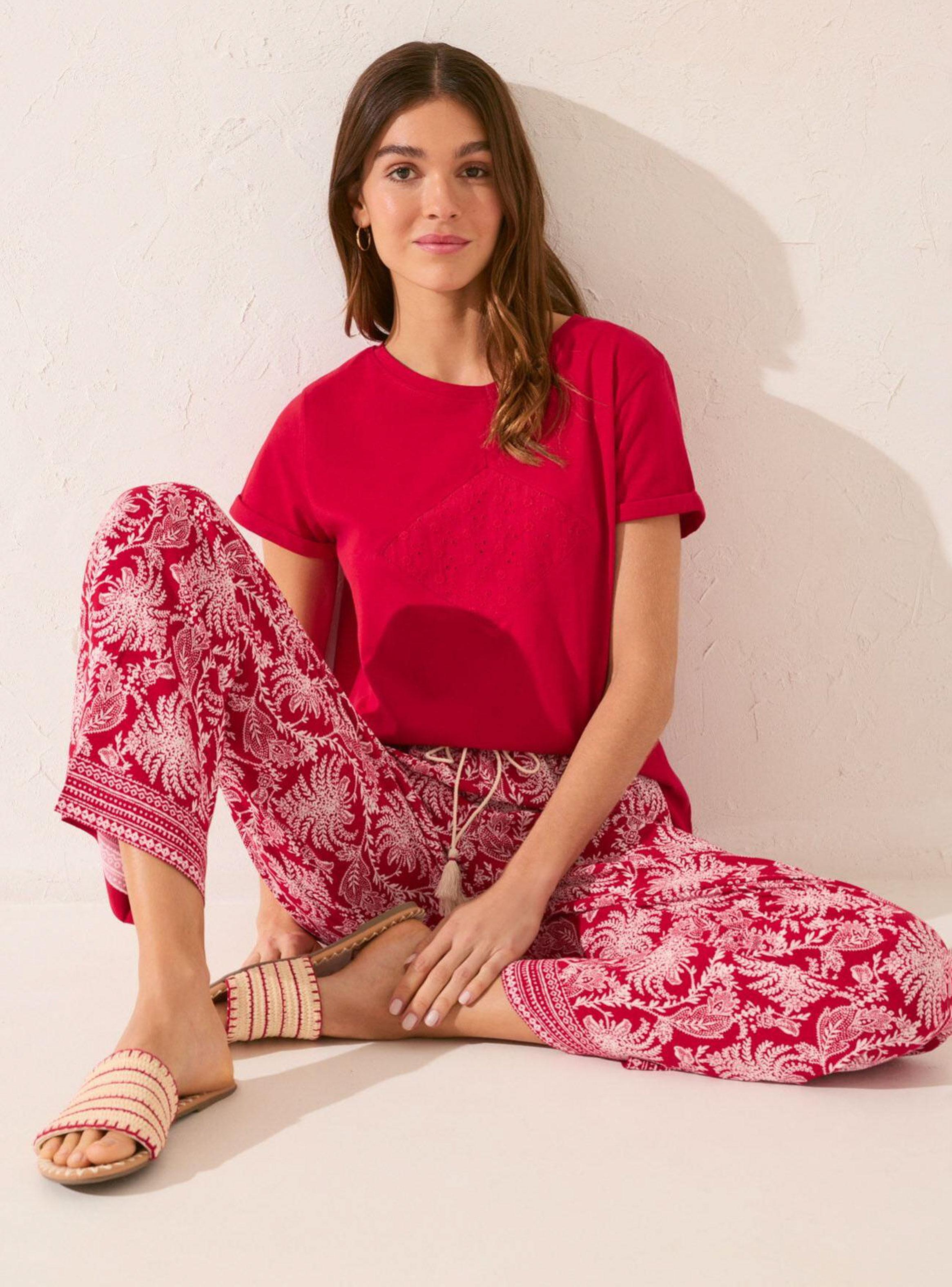 Pantalón Largo Viscosa Estampado Hojas-4