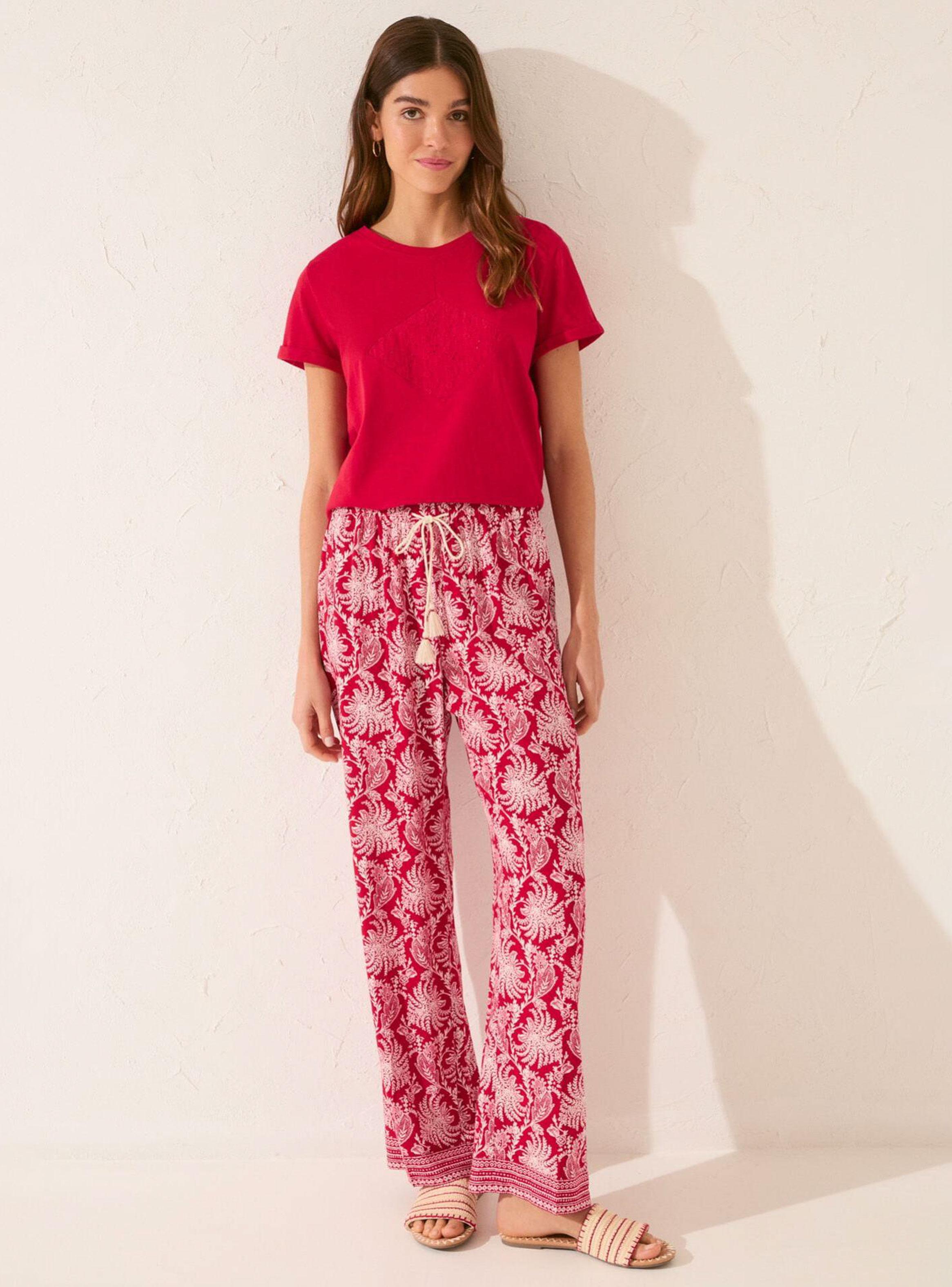 Pantalón Largo Viscosa Estampado Hojas-5