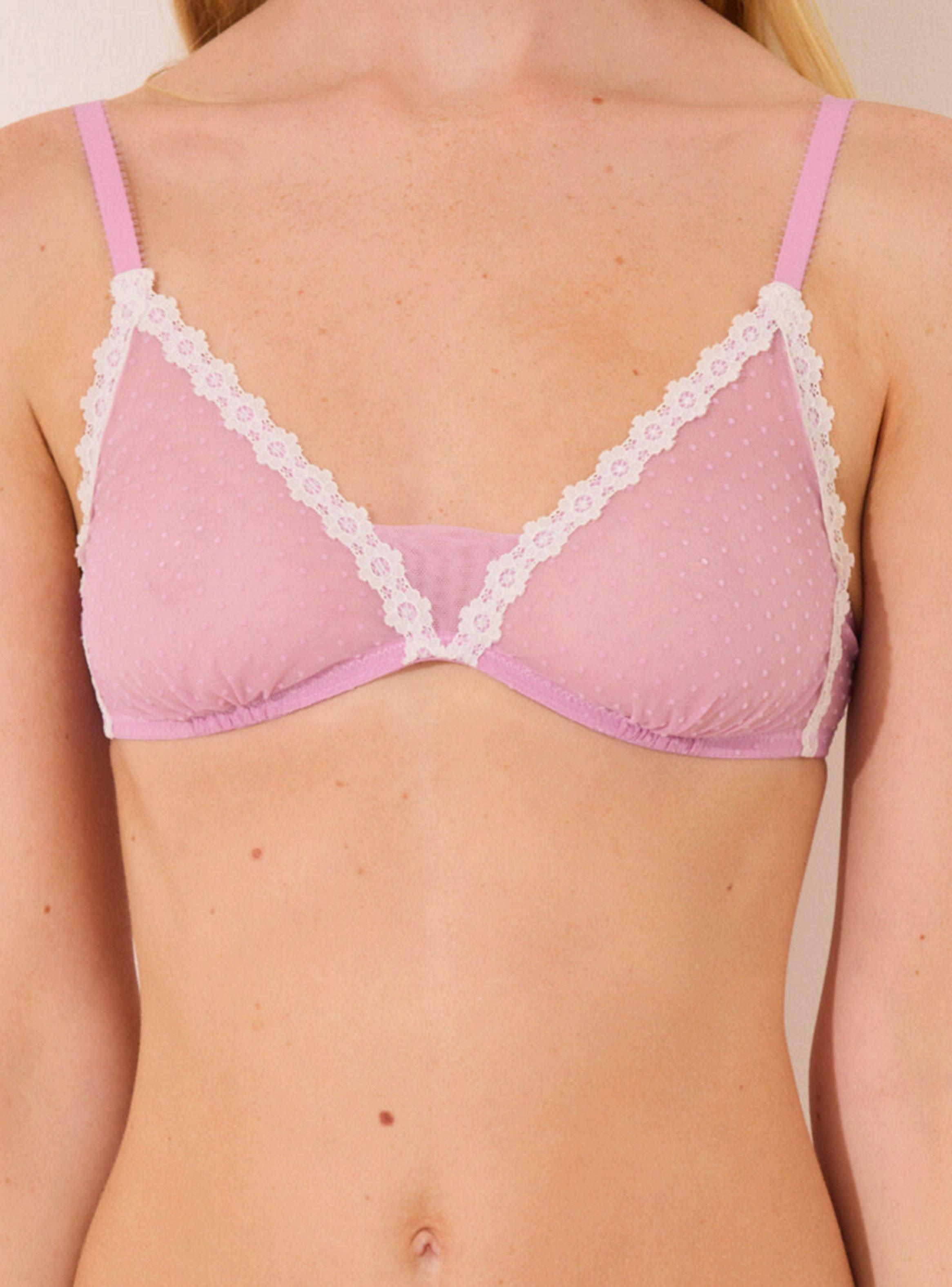 Sostén Triangular Encaje Rosado-2