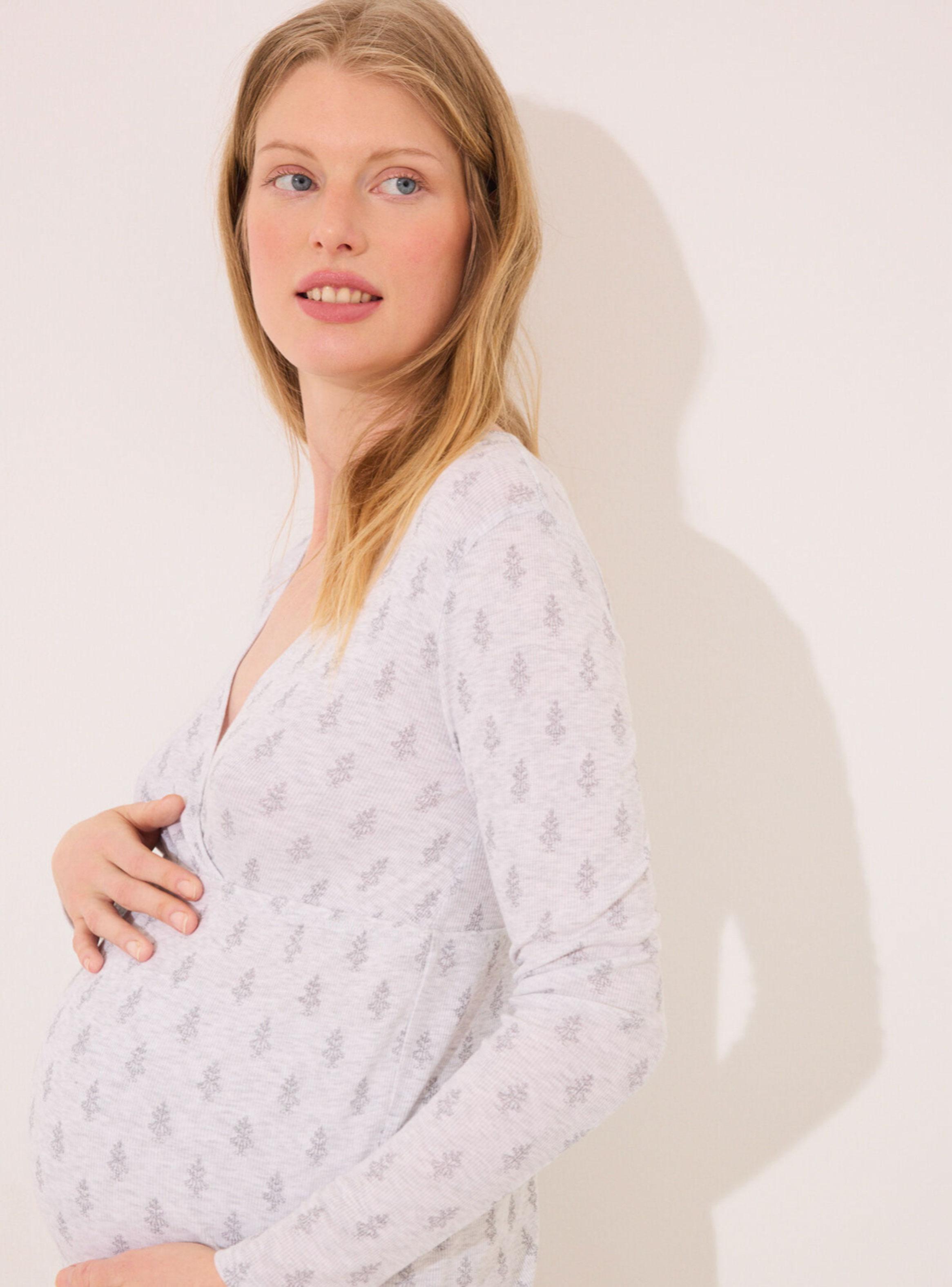 Pijama Largo Maternity Soft Touch Gri-3