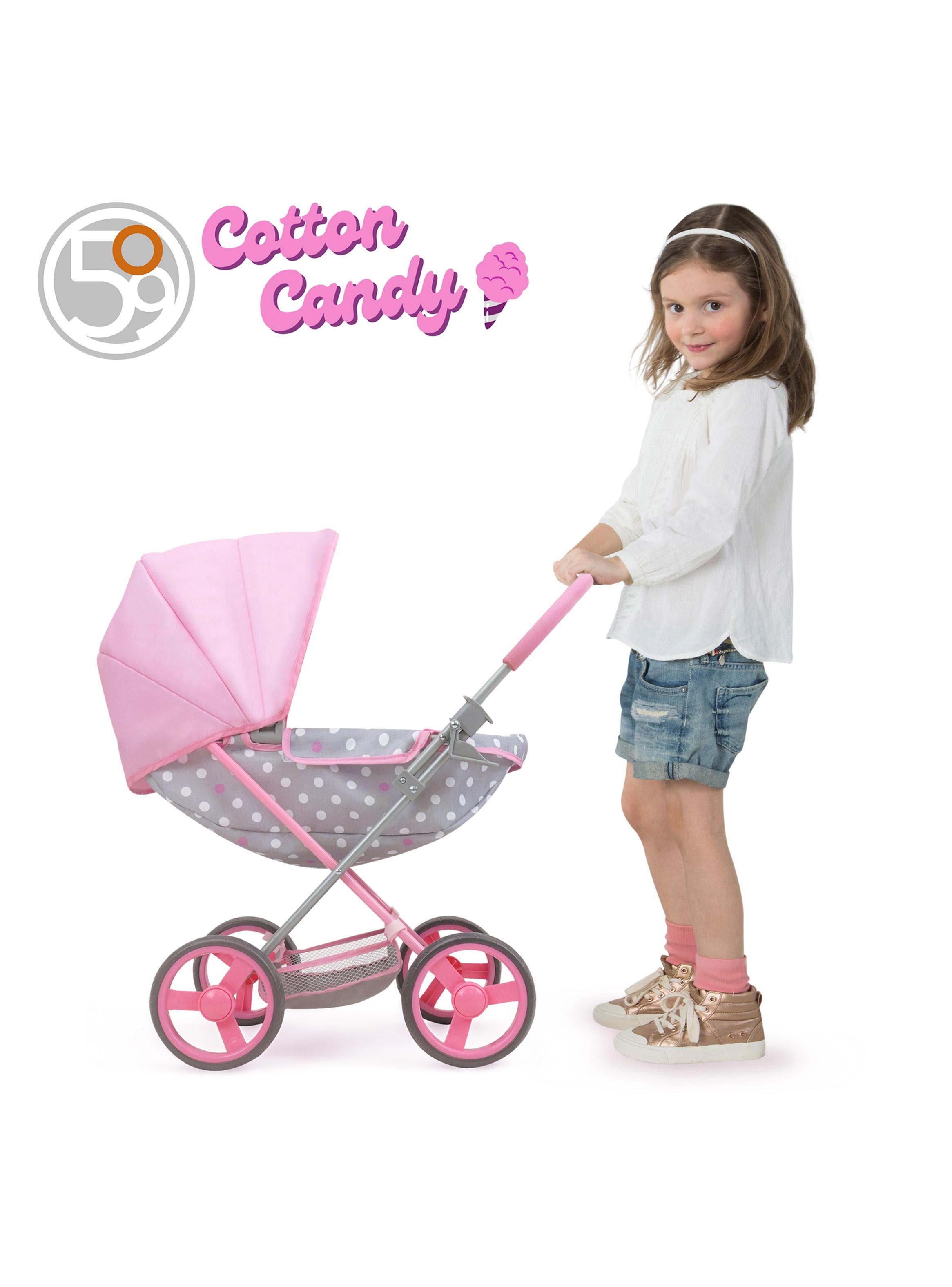 Coche de Muñecas Cuna Cotton Candy Gris/Rosa-4