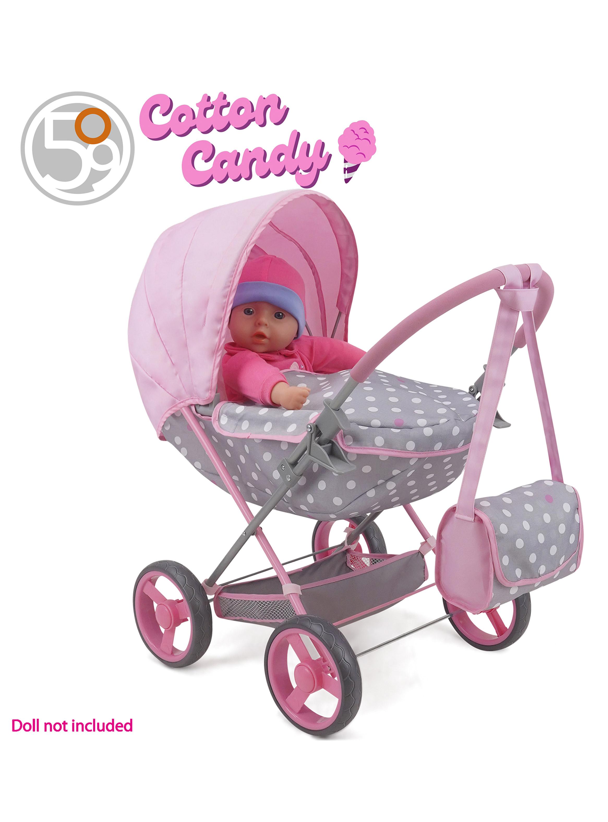 Coche de Muñecas Cuna Cotton Candy Gris/Rosa-3