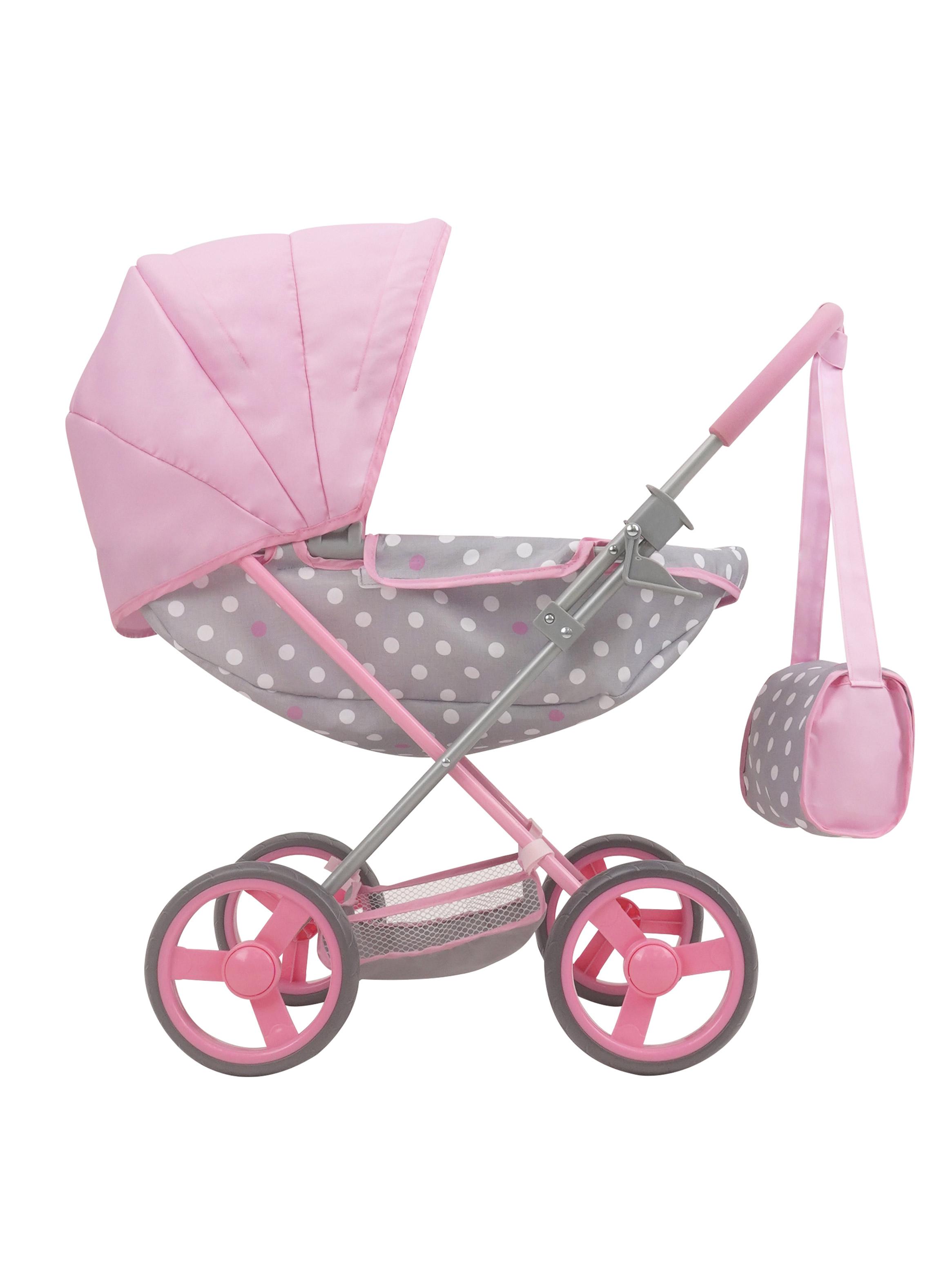 Coche de Muñecas Cuna Cotton Candy Gris/Rosa-5