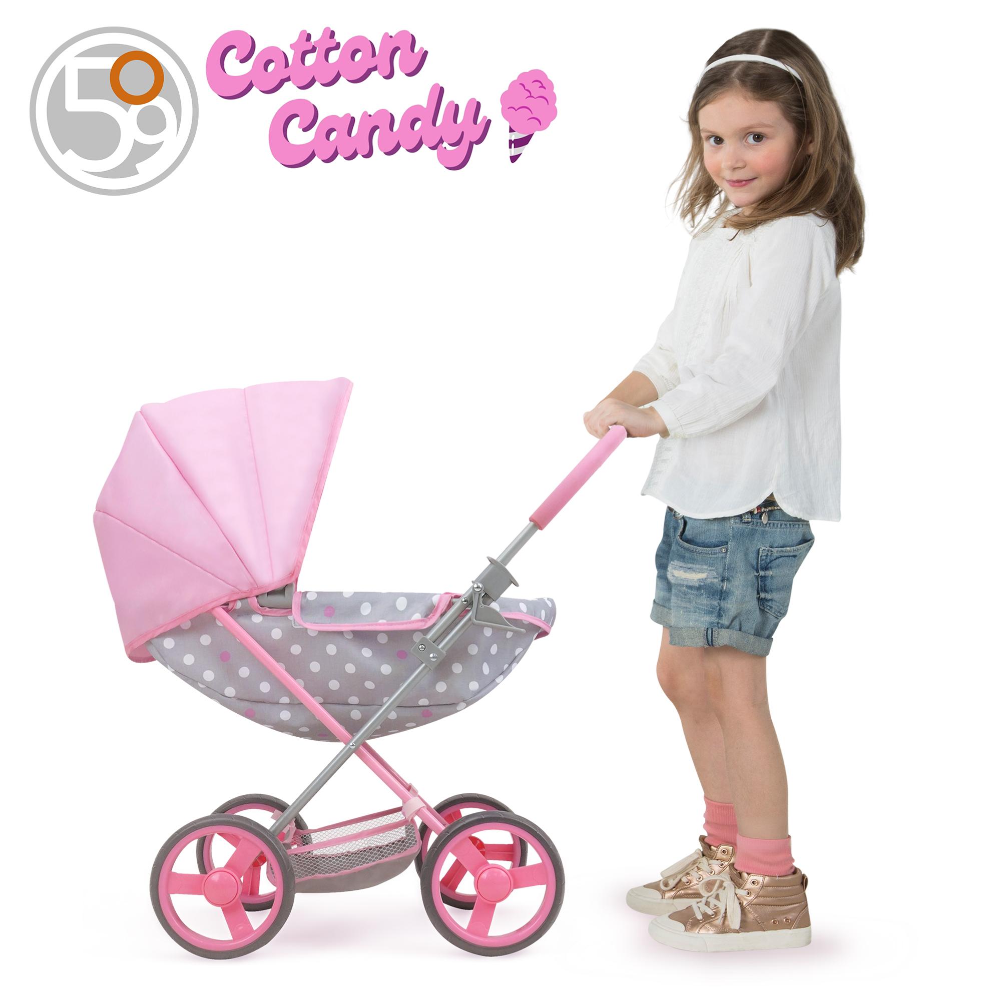 Coche de Muñecas Cuna Cotton Candy Gris/Rosa-4