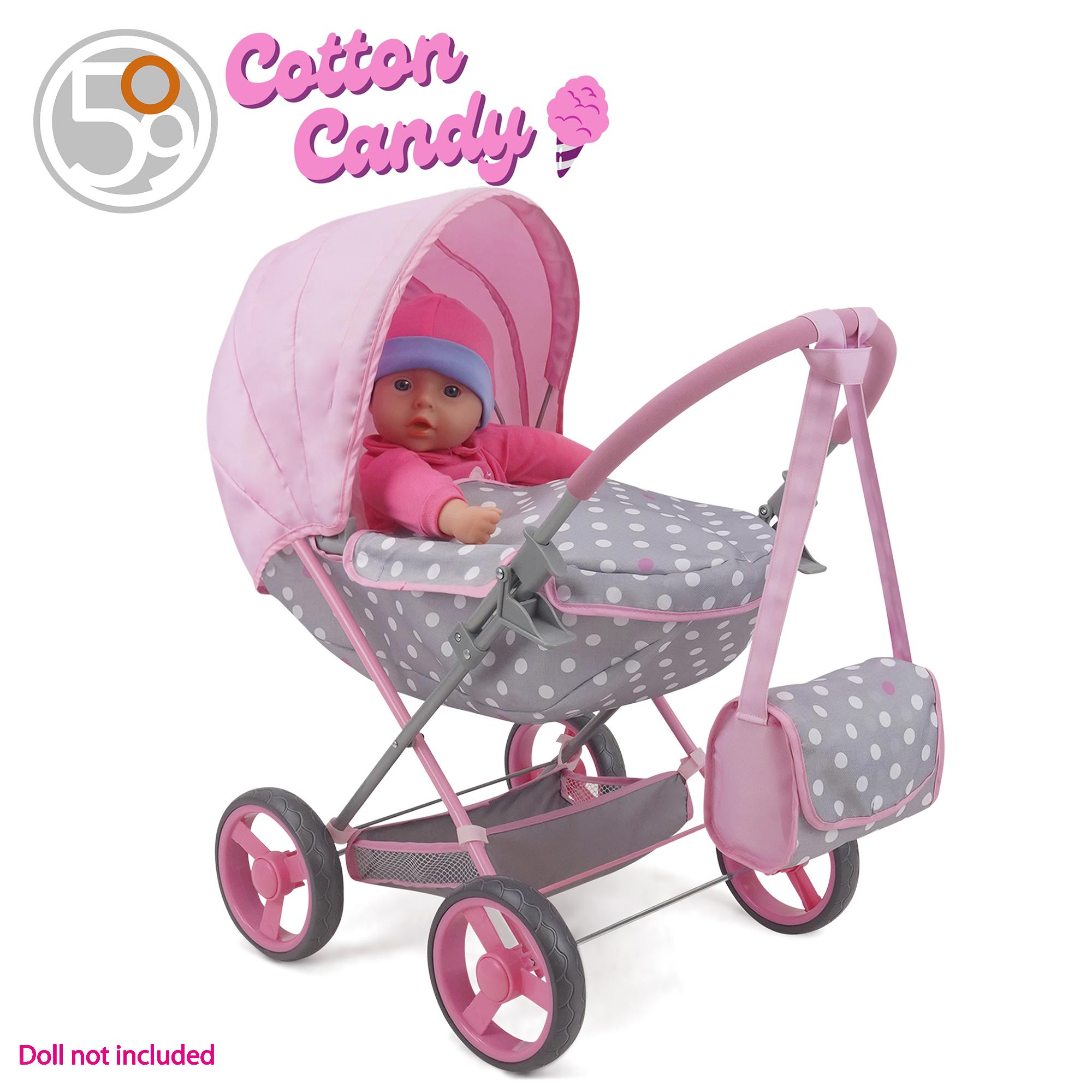 Coche de Muñecas Cuna Cotton Candy Gris/Rosa-3