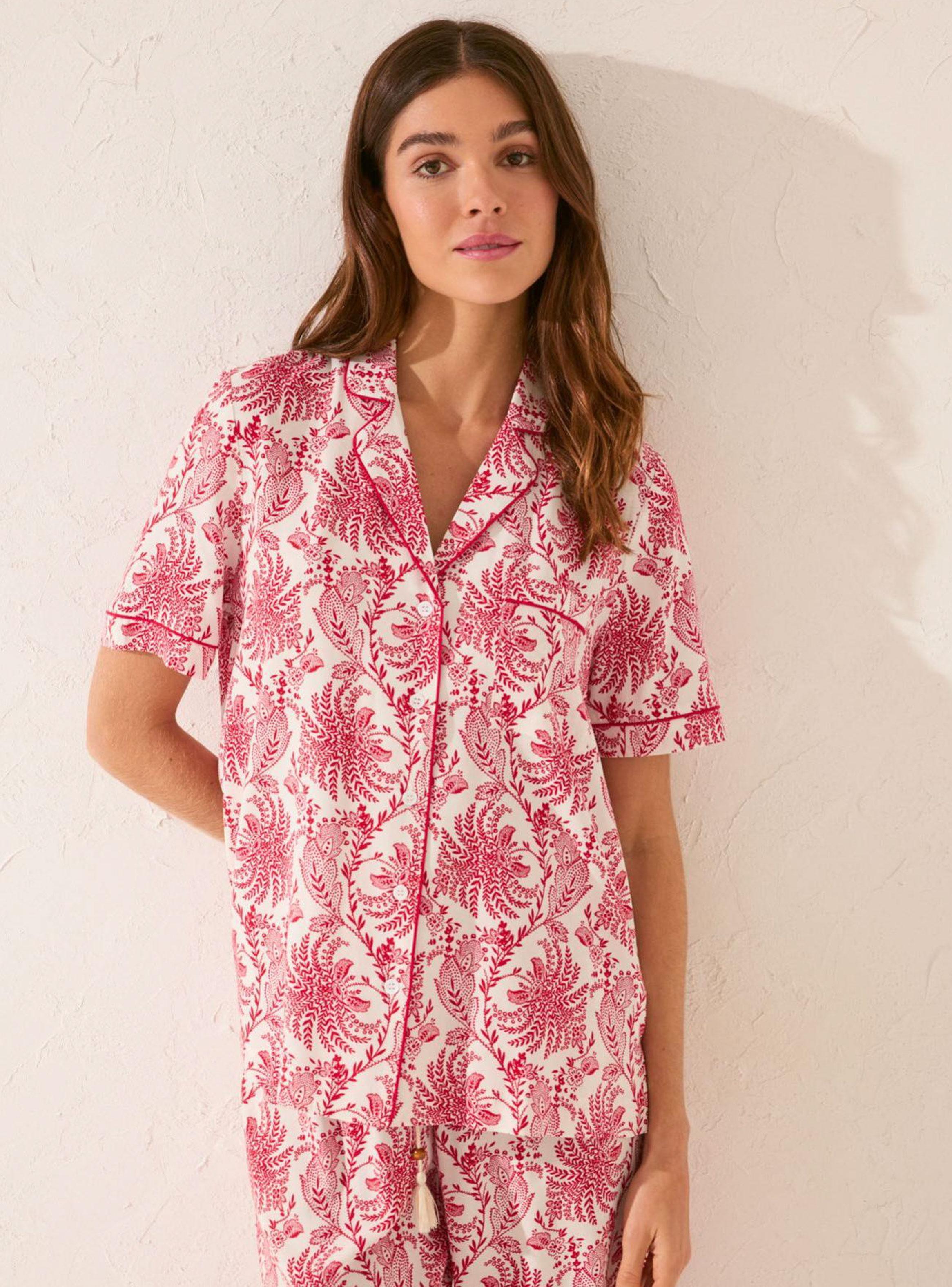 Pijama Camisero Capri Estampado Hojas-2