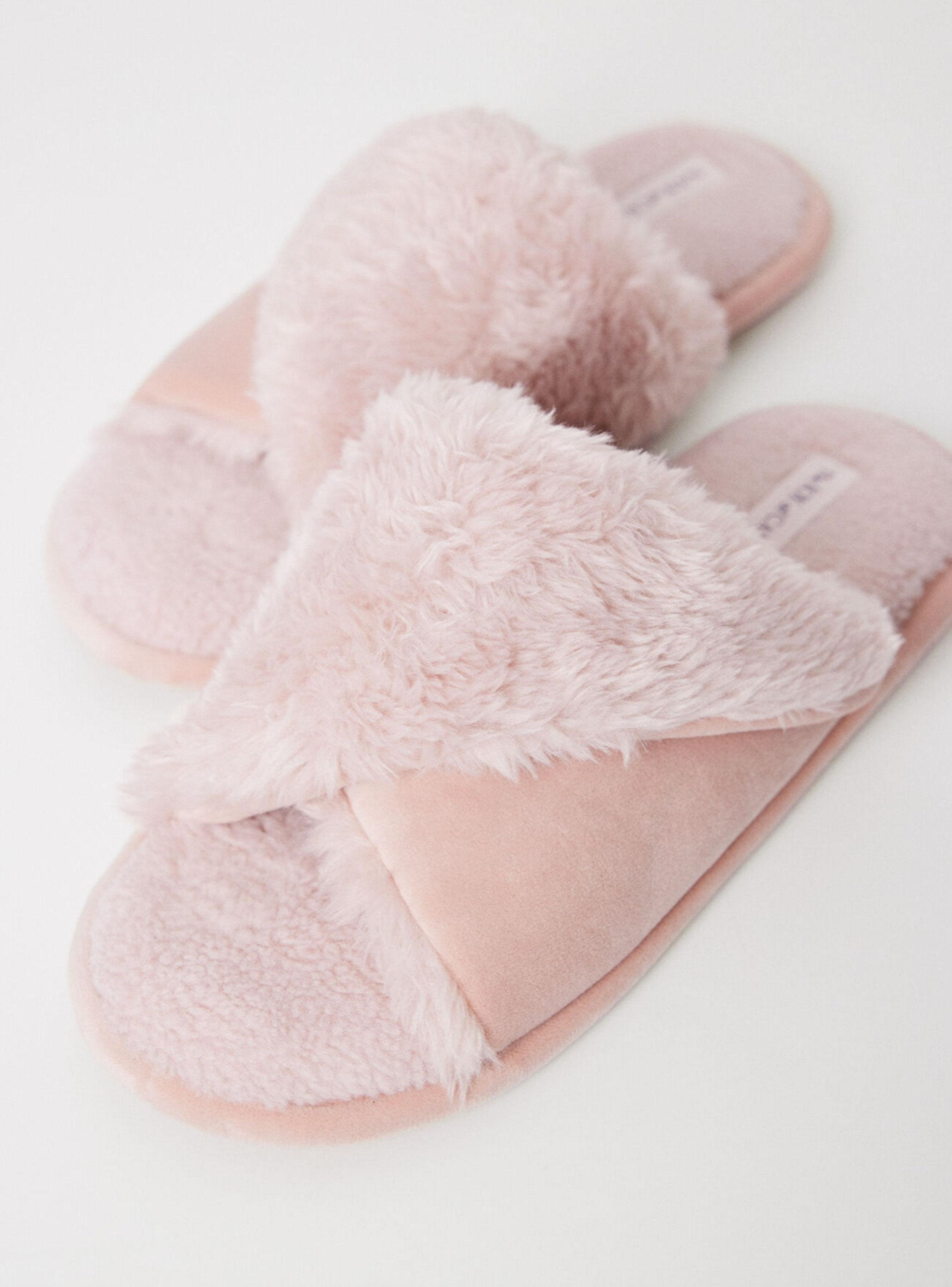 Pantuflas Abiertas Pelito Rosa-4