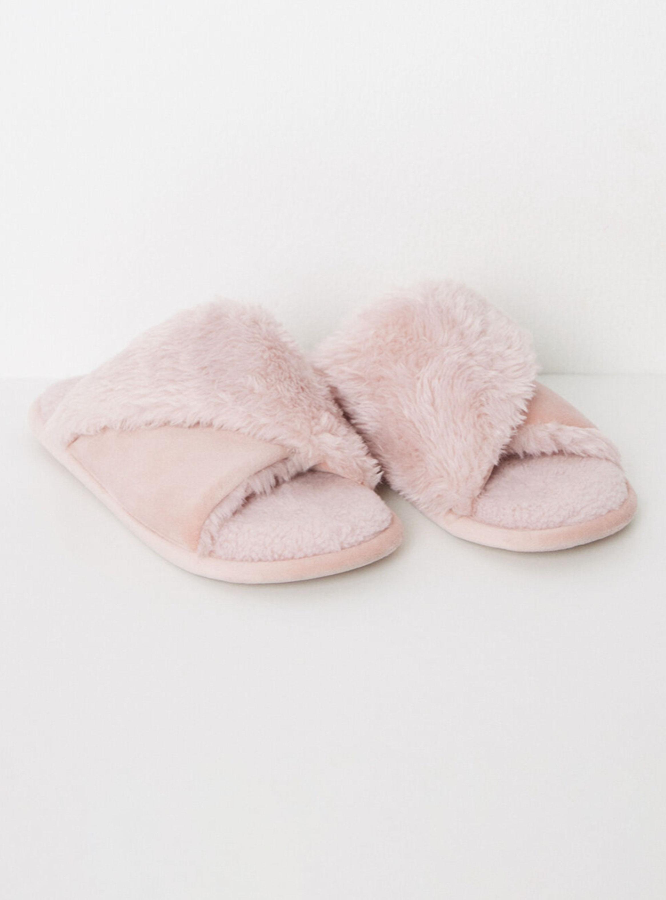 Pantuflas Abiertas Pelito Rosa-3