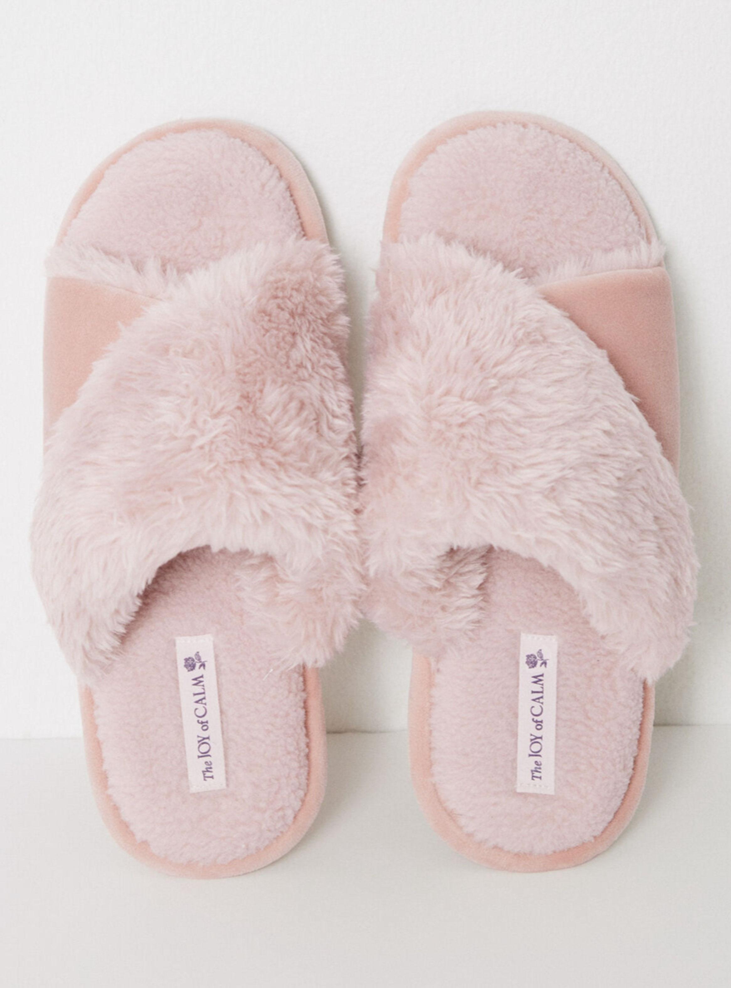 Pantuflas Abiertas Pelito Rosa-1