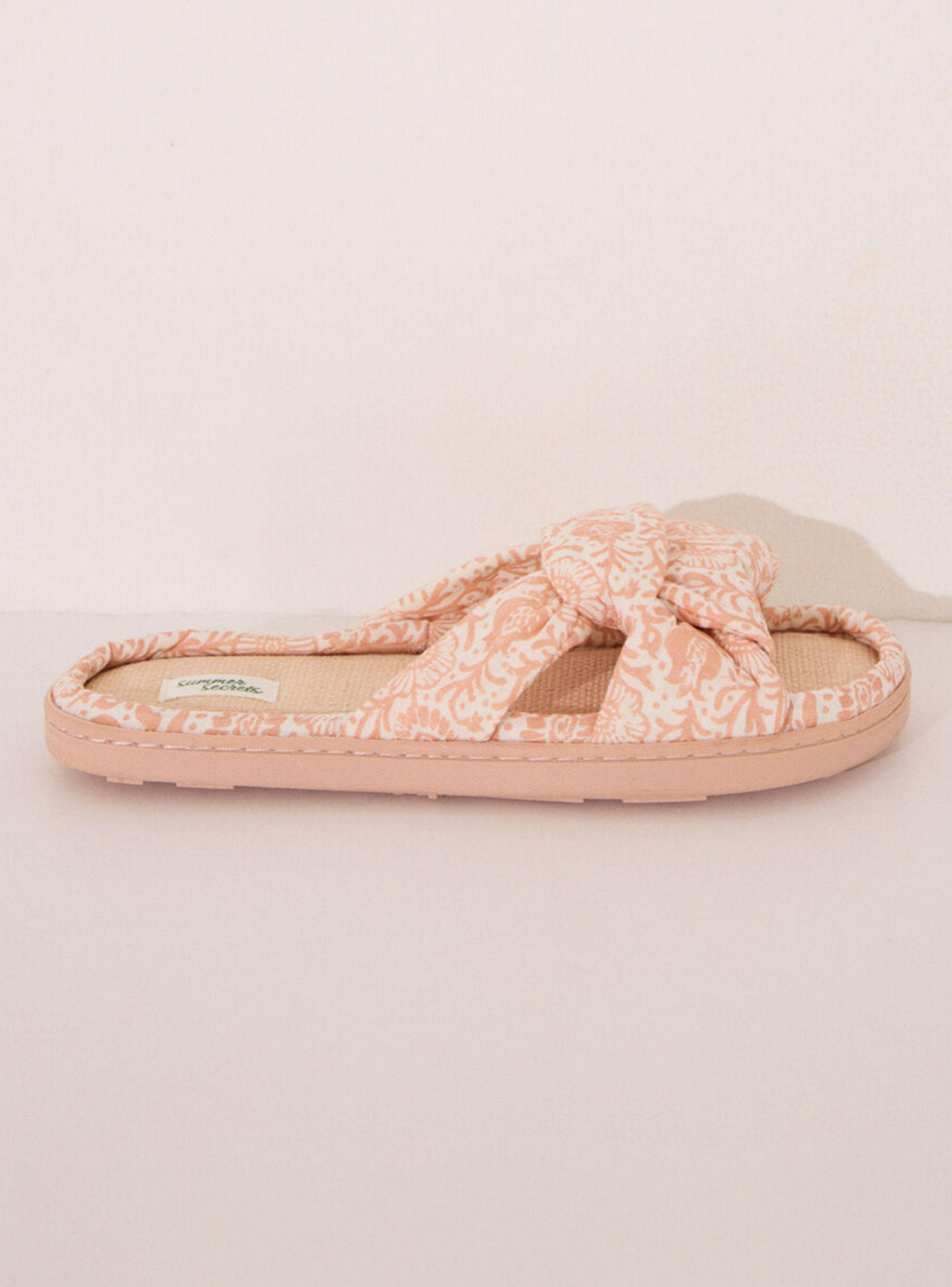Pantuflas Pala Nudo Rafia Melocotón-1