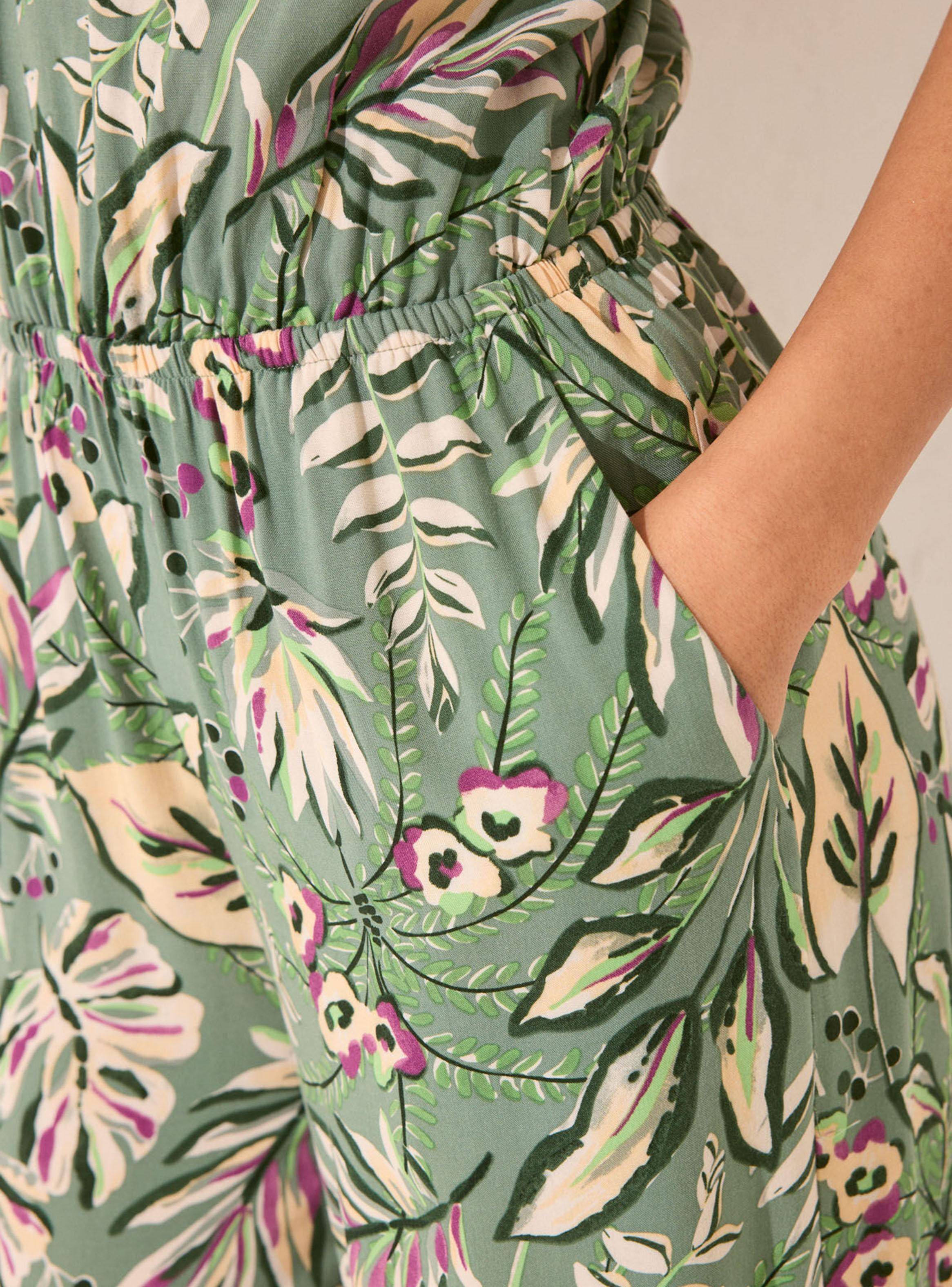 Enterito Largo Escote Halter Print Tropical-4