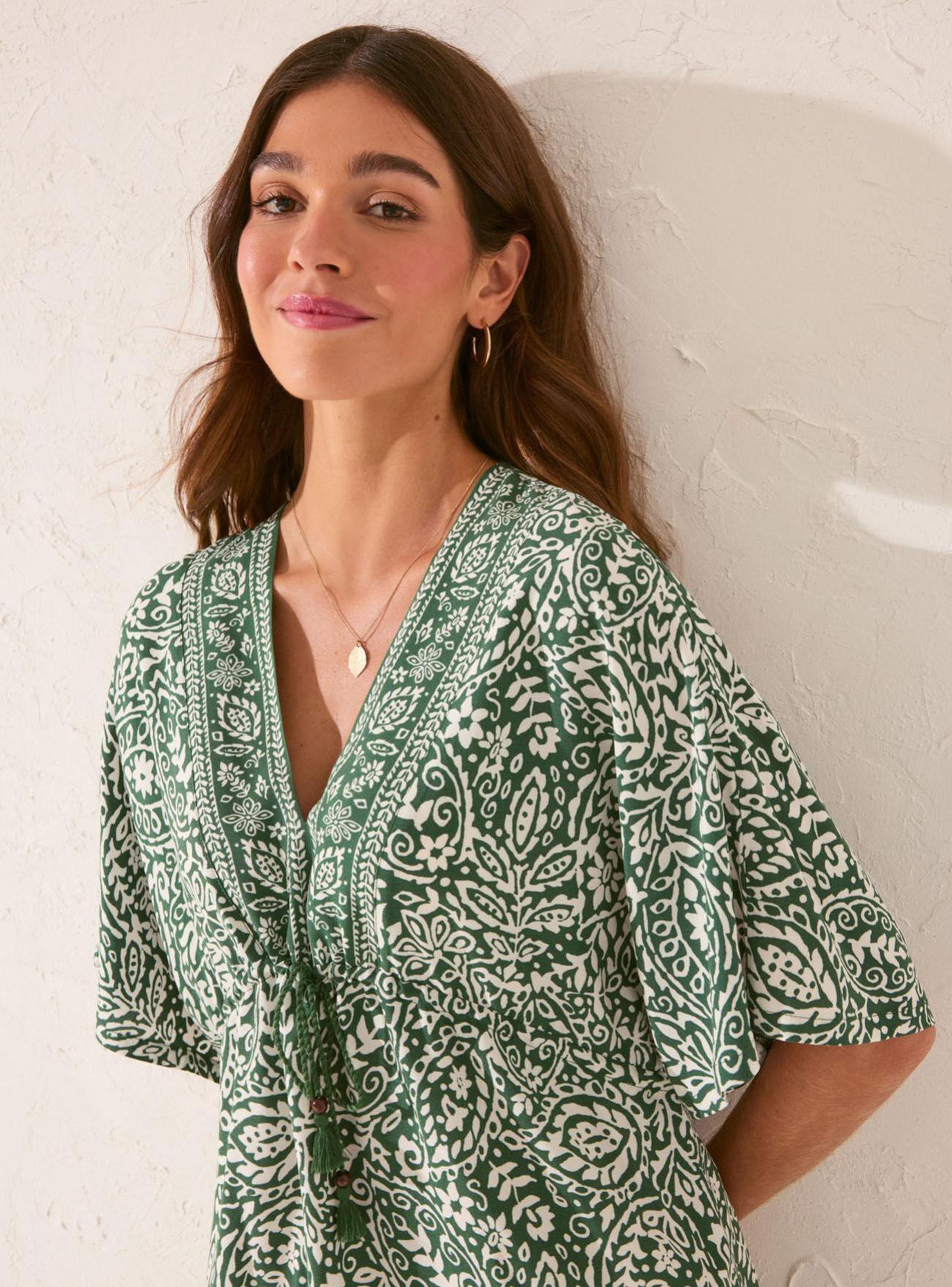 Túnica Corta Viscosa Estampado Paisley-3