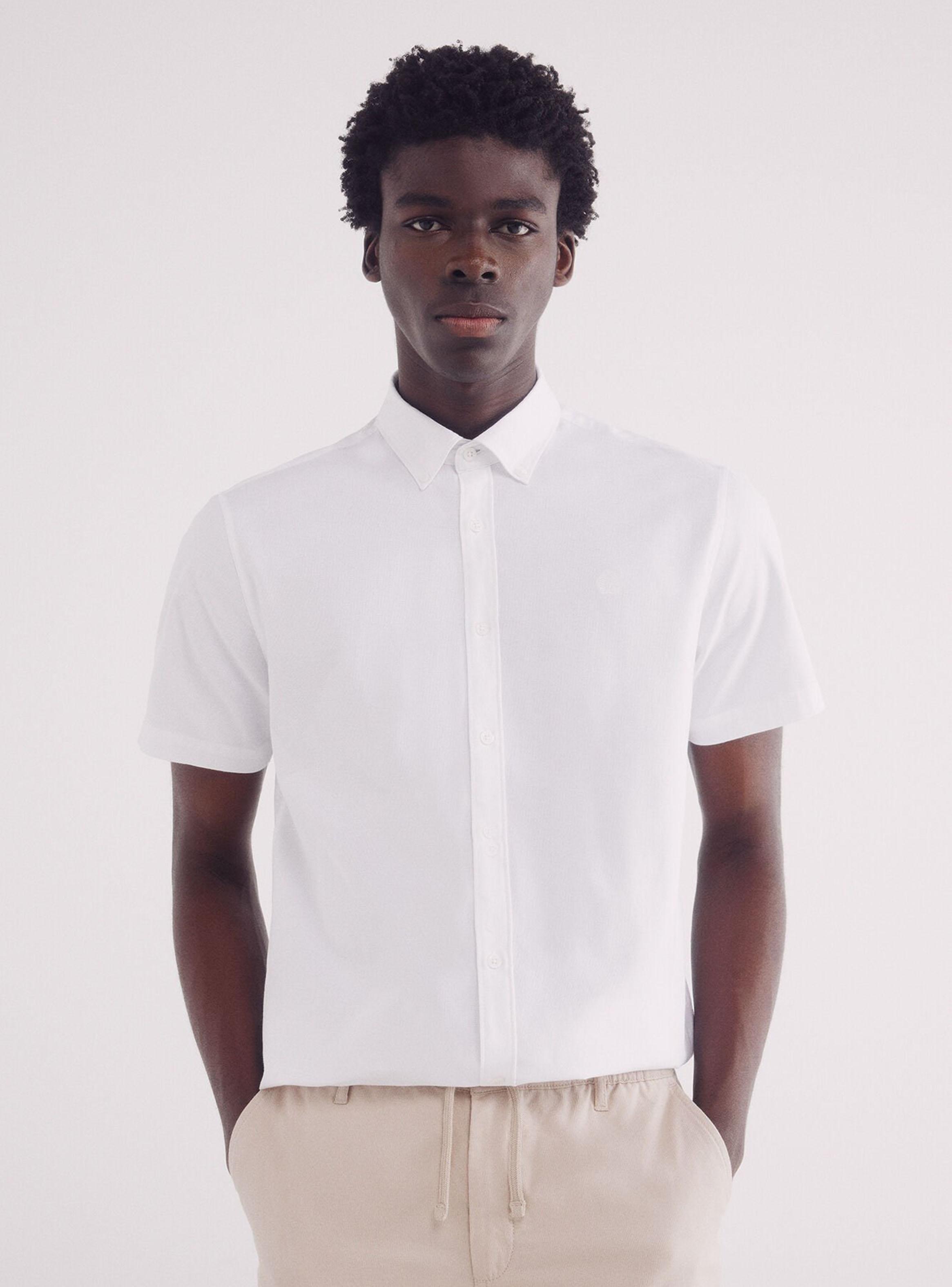 Camisa manga corta estructura bicolor-0