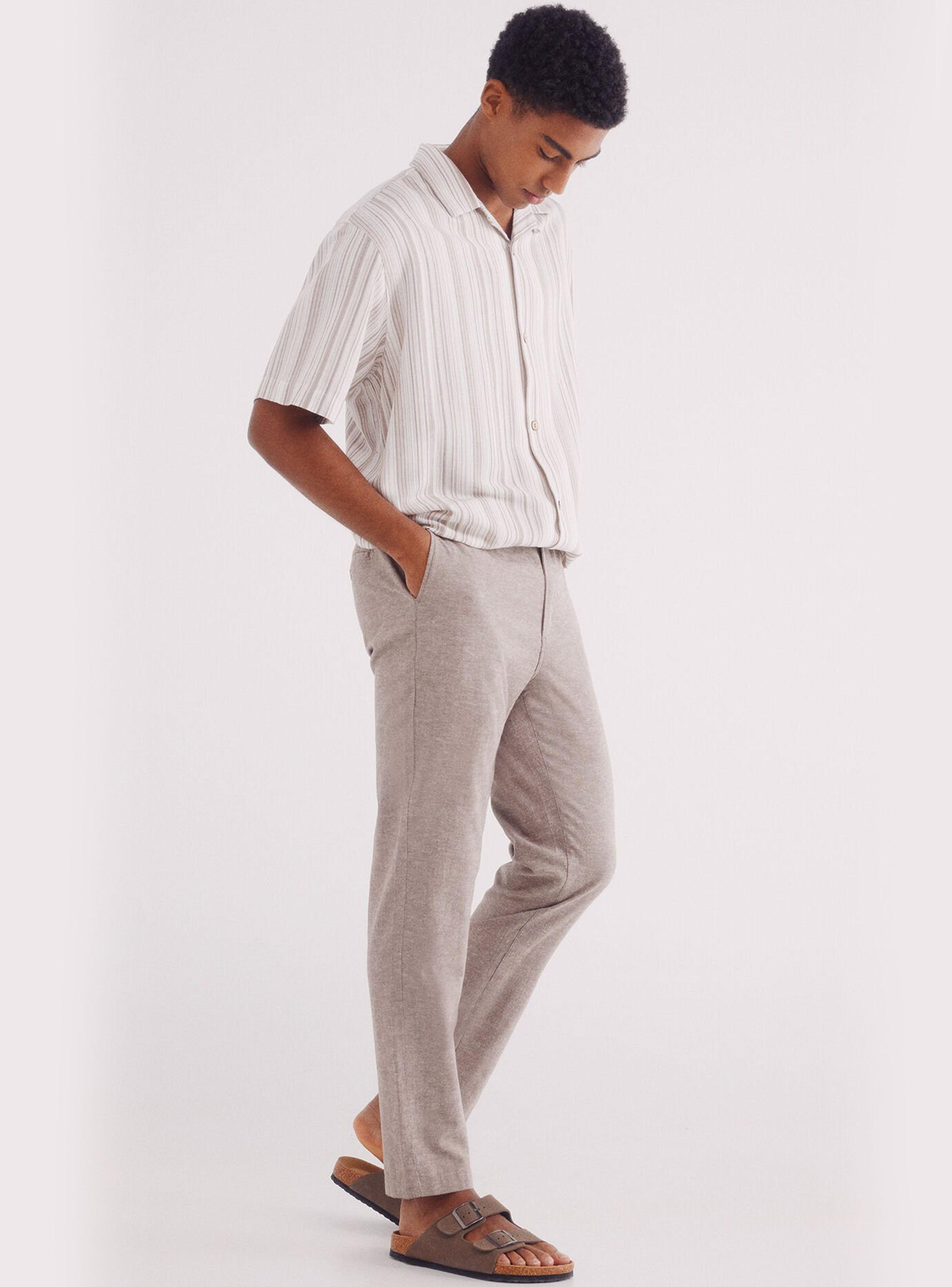 Camisa manga corta multi raya lino viscosa-3
