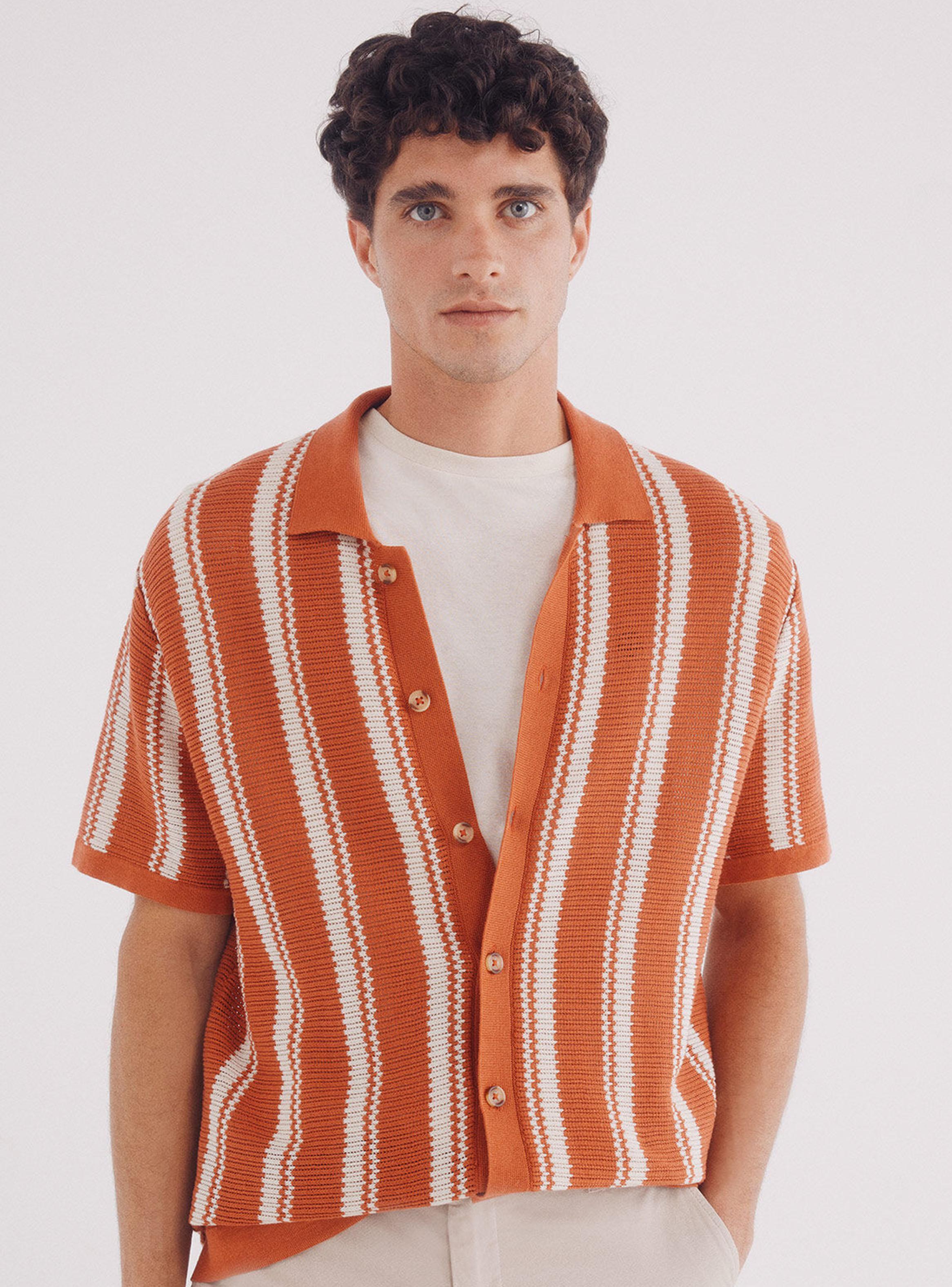 Camisa rayas verticales manga corta-0