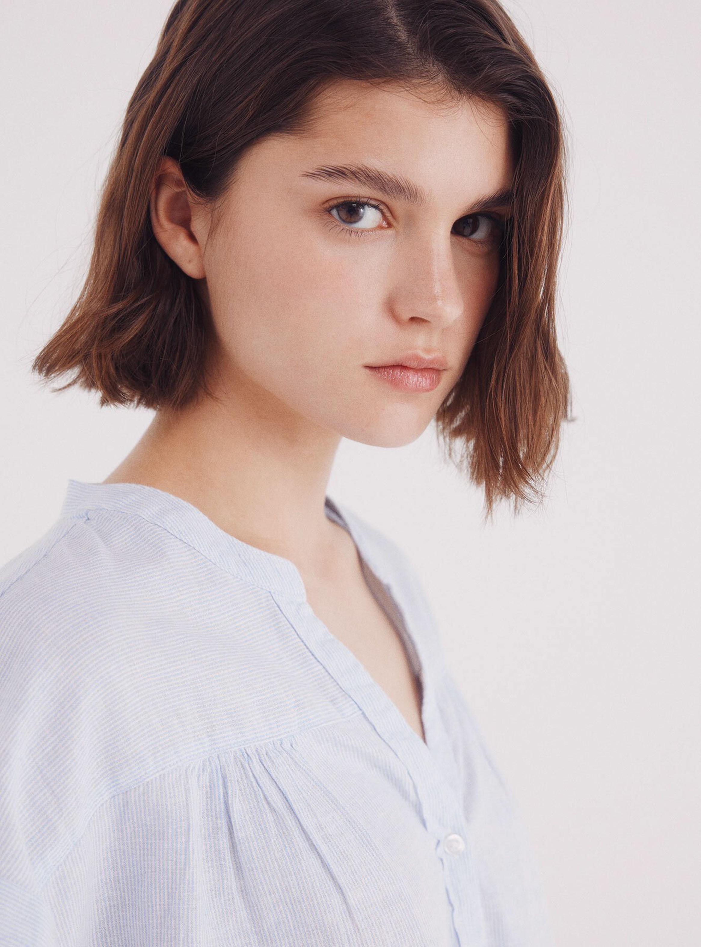 Blusa Escote Uve Algodón Lino-2