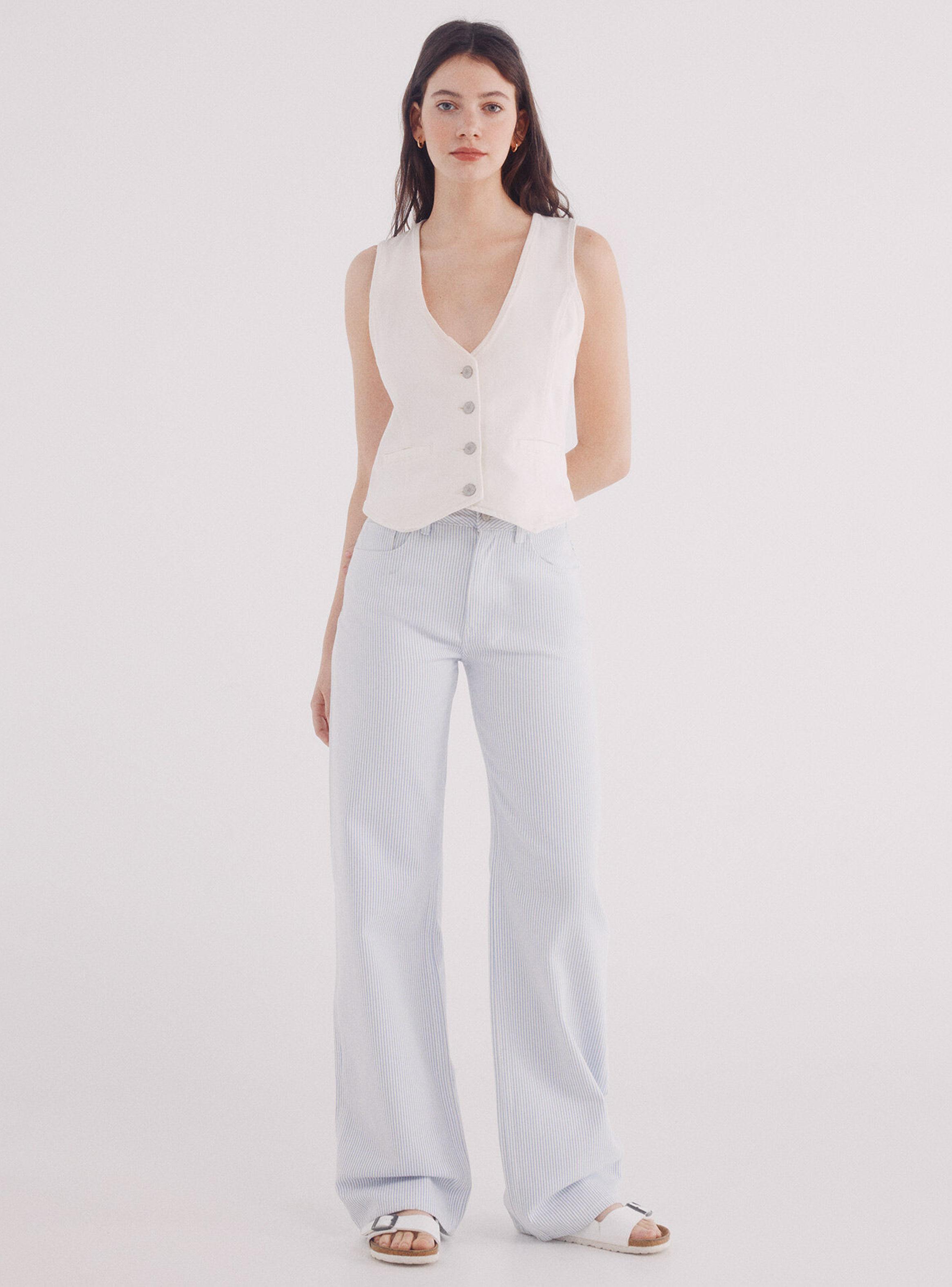 Jeans Wide Leg Rayas Algodón-4