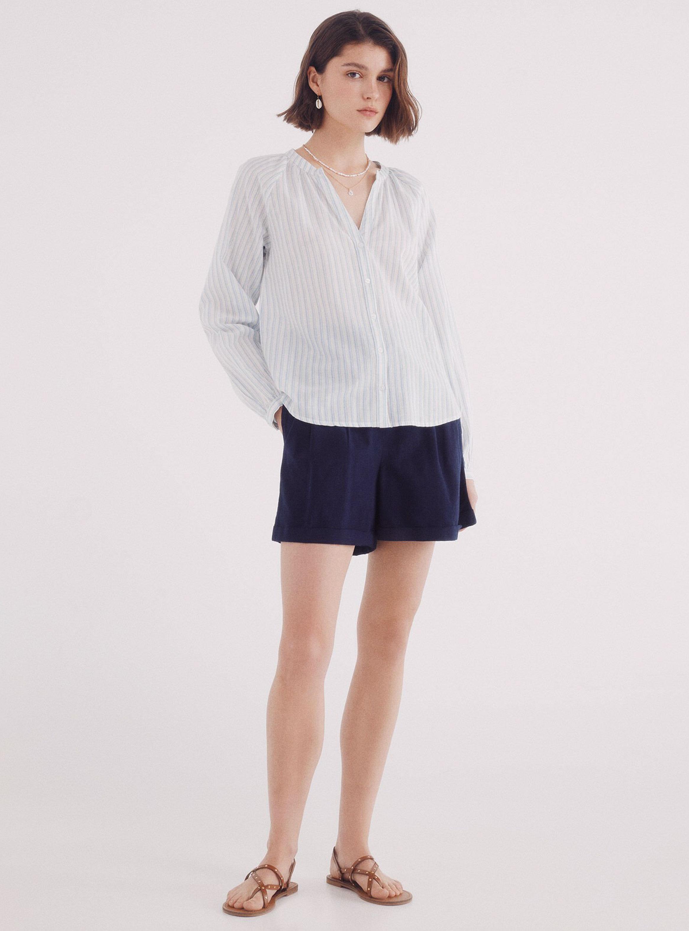 Short Goma Cintura Algodón Lino-2