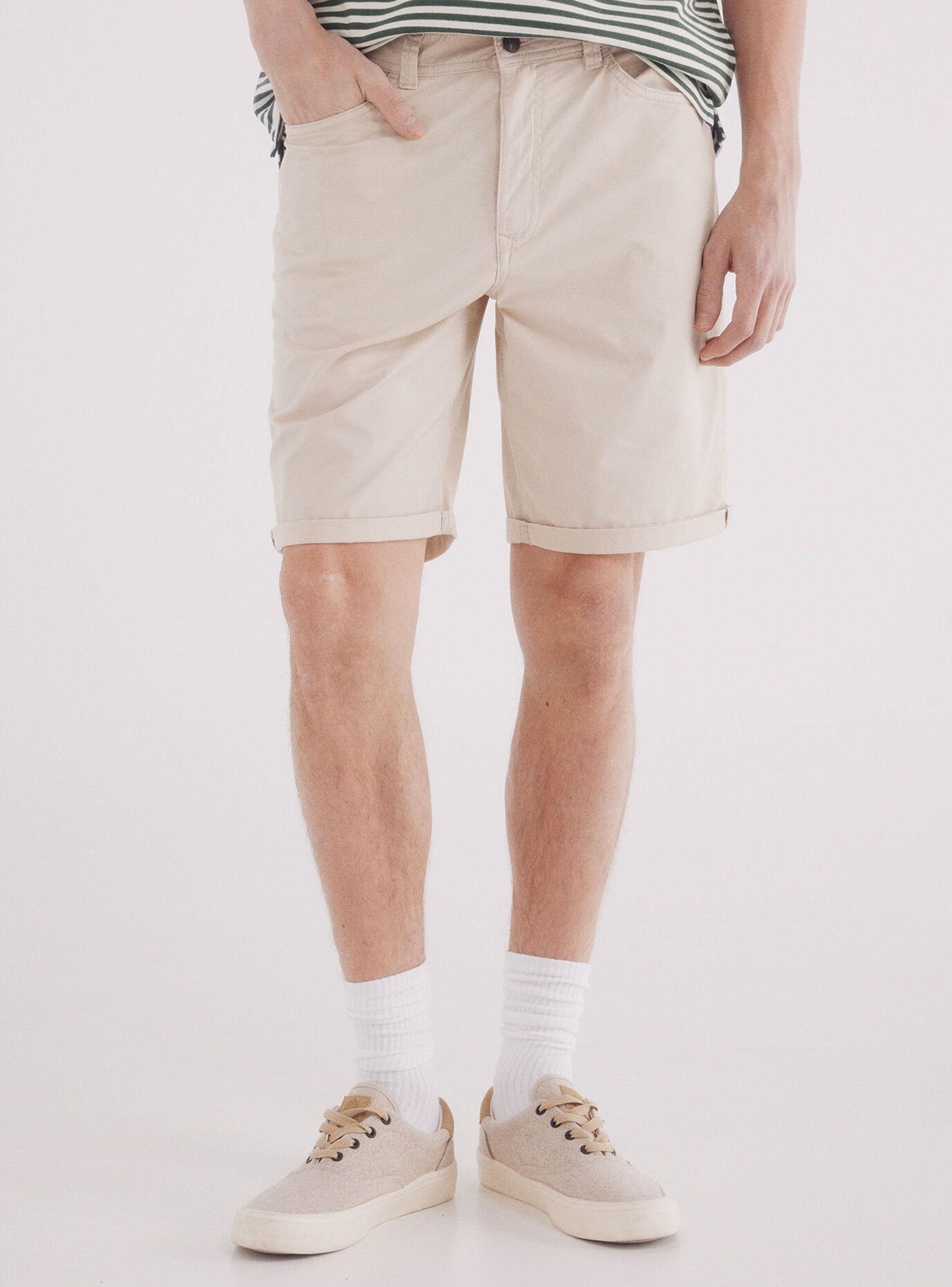 Shorts color ligero lavado slim fit-0