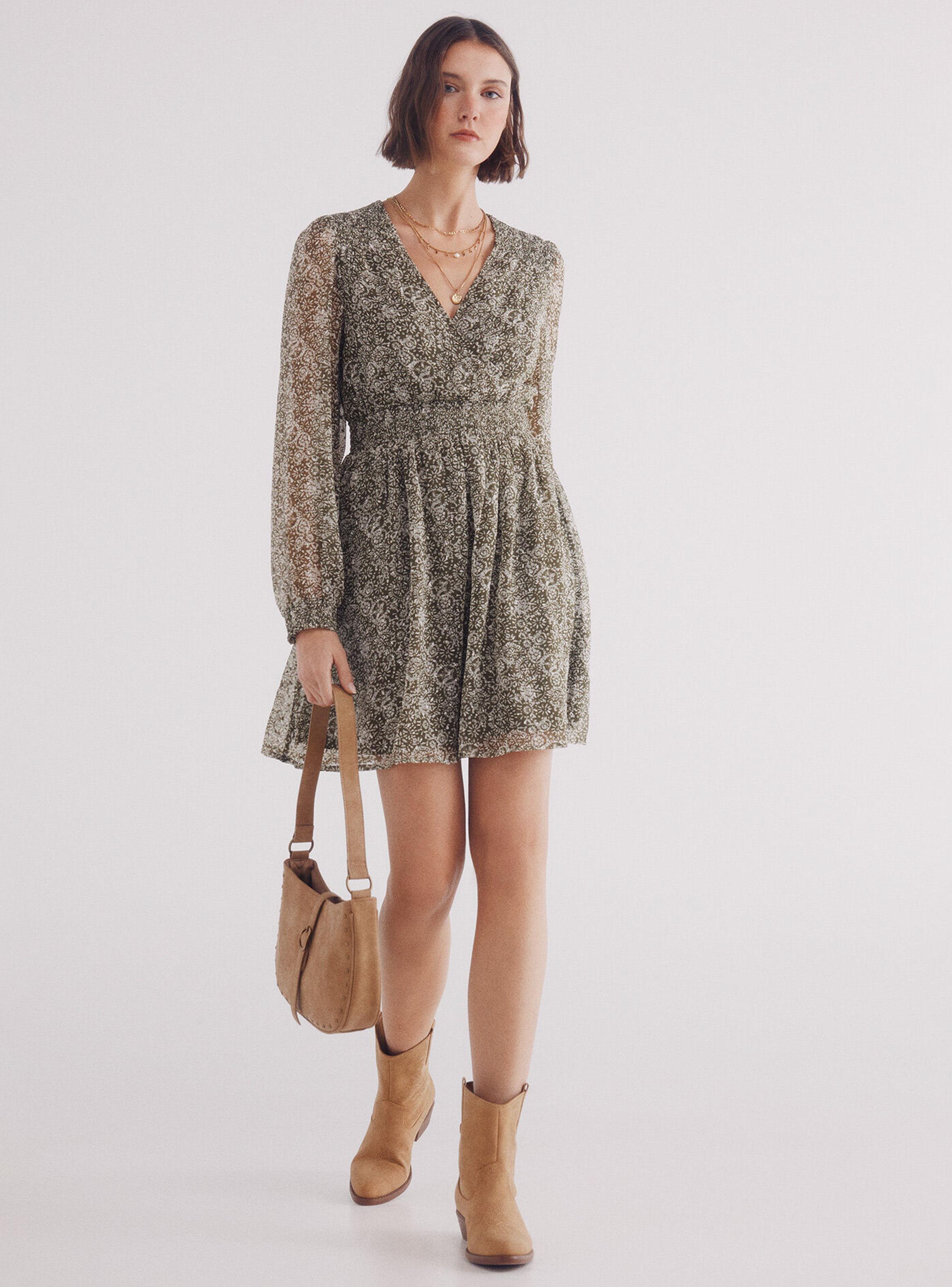 Vestido Corto Gasa Estampado-3