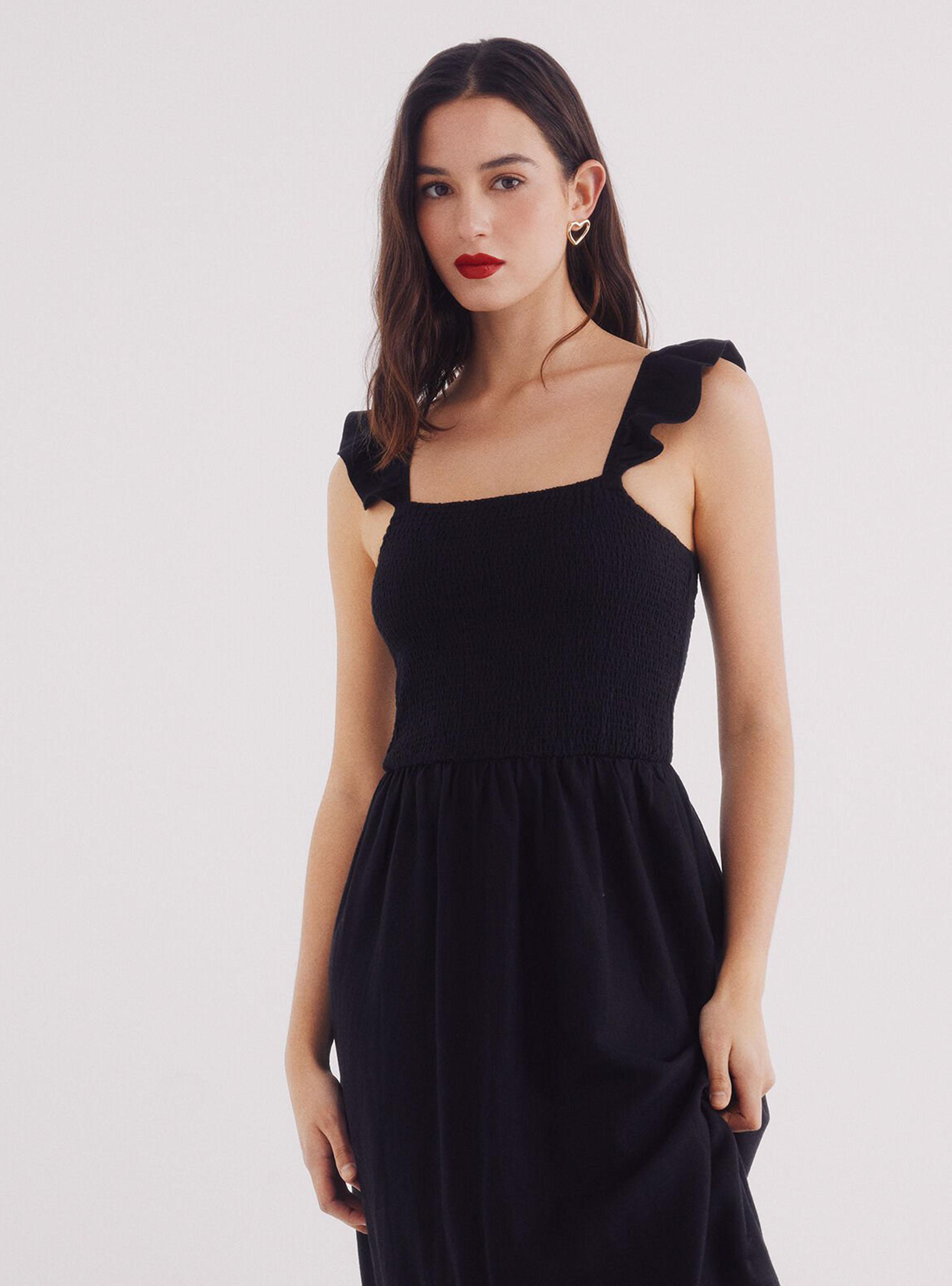 Vestido Midi Tirantes Volante Lino-2