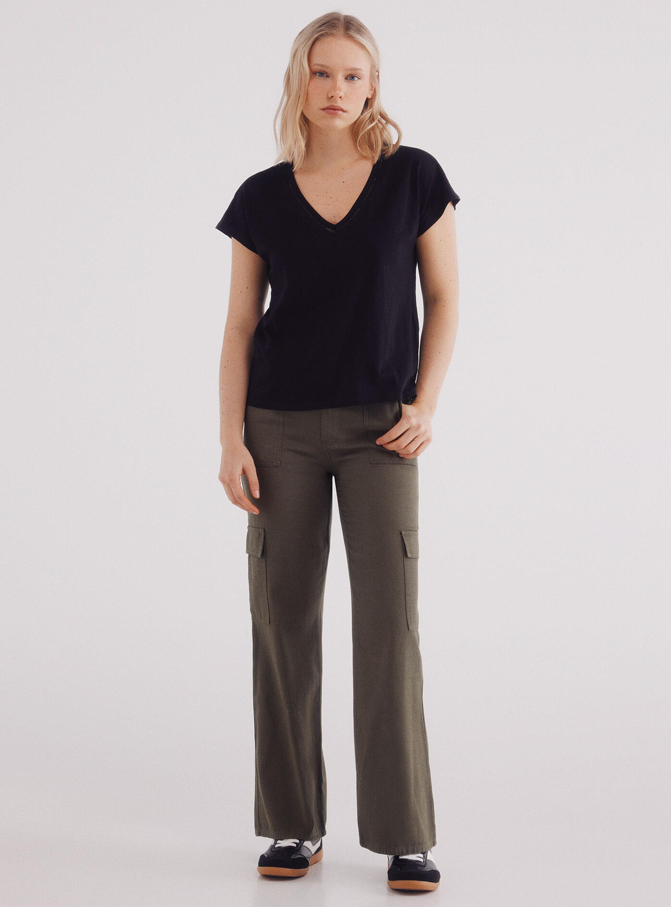 Polera Escote Pico Crochet Algodón-3