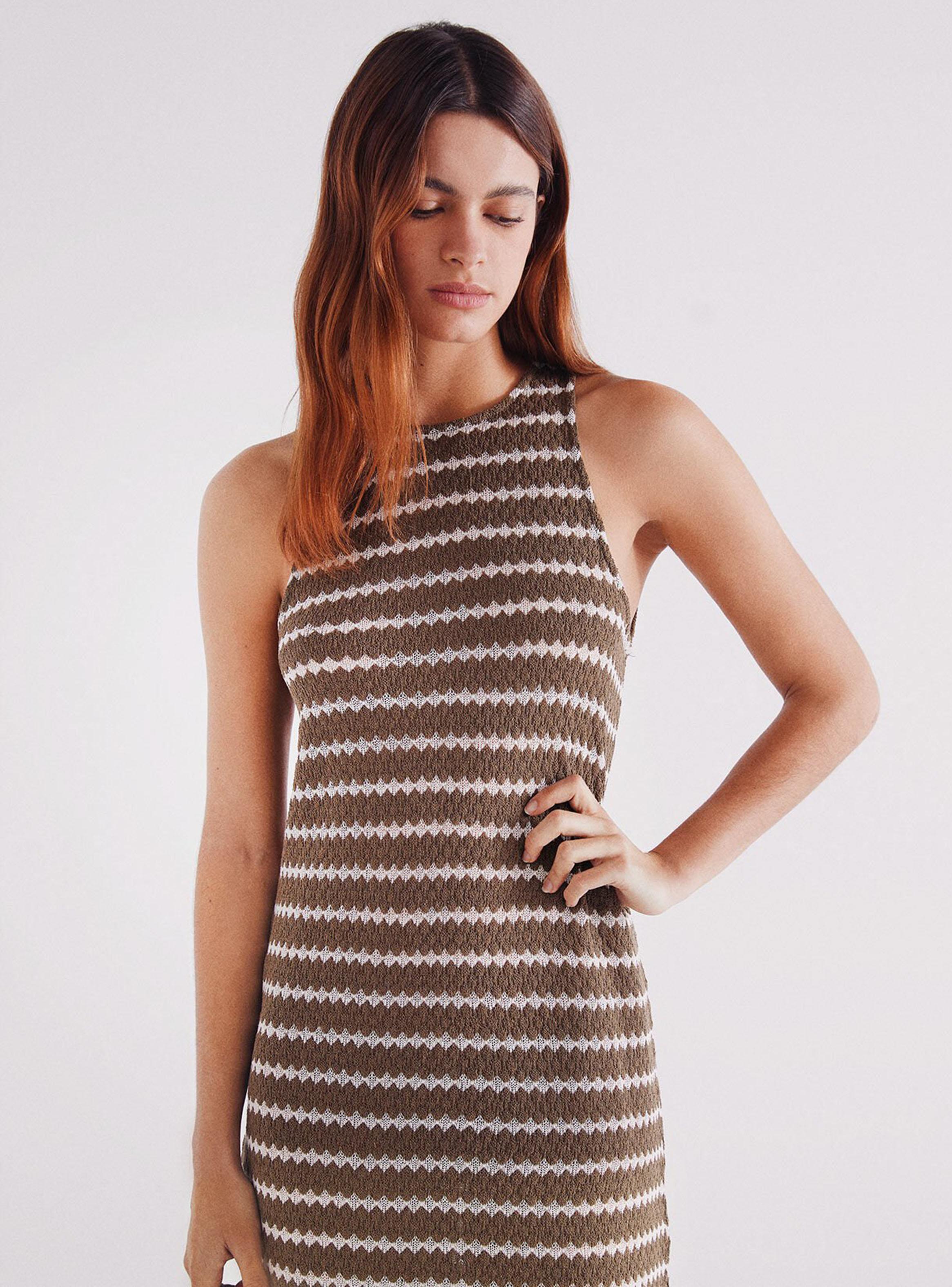 Vestido Midi Estructura Rayas Irregulares-2