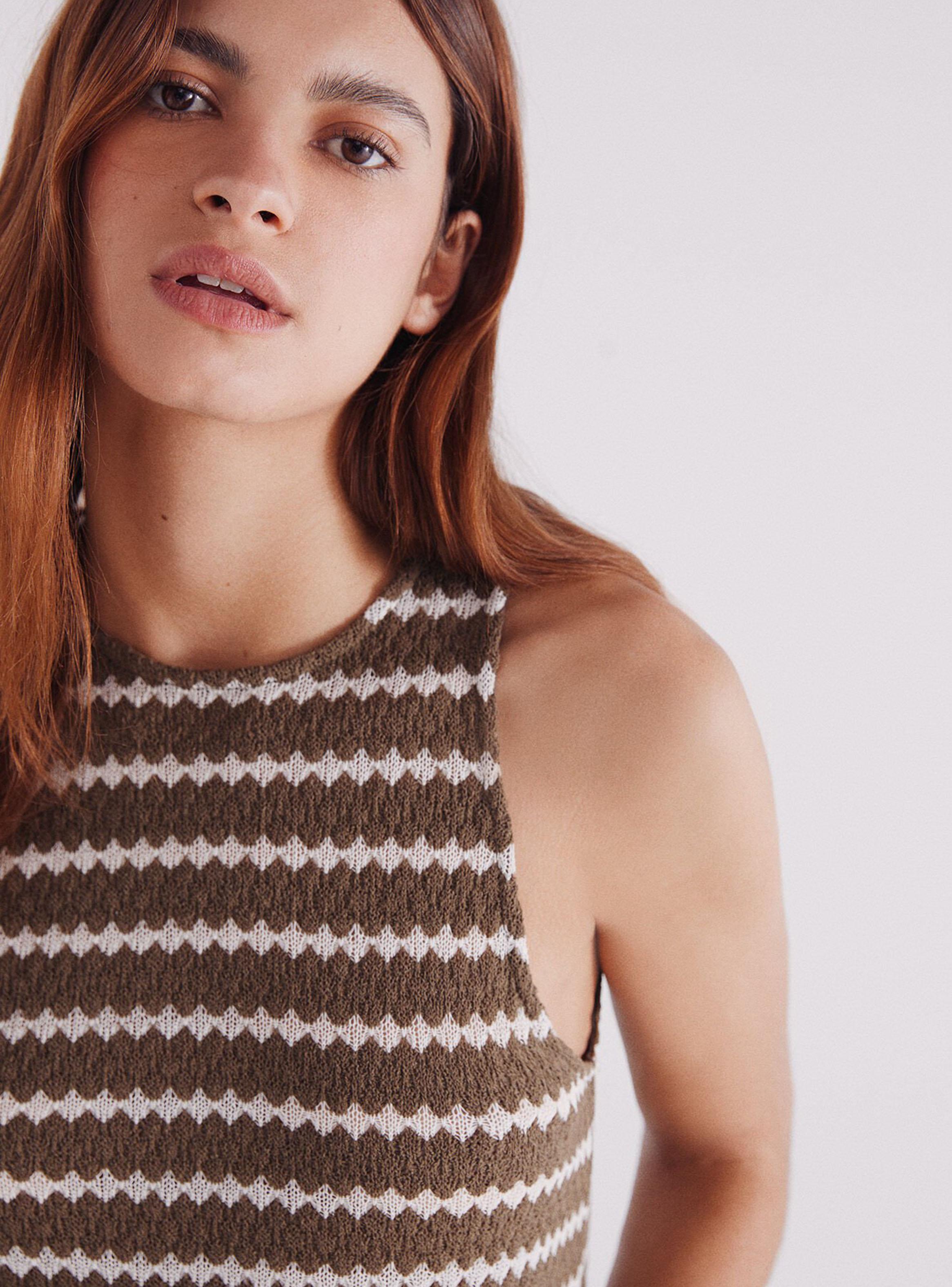 Vestido Midi Estructura Rayas Irregulares-3