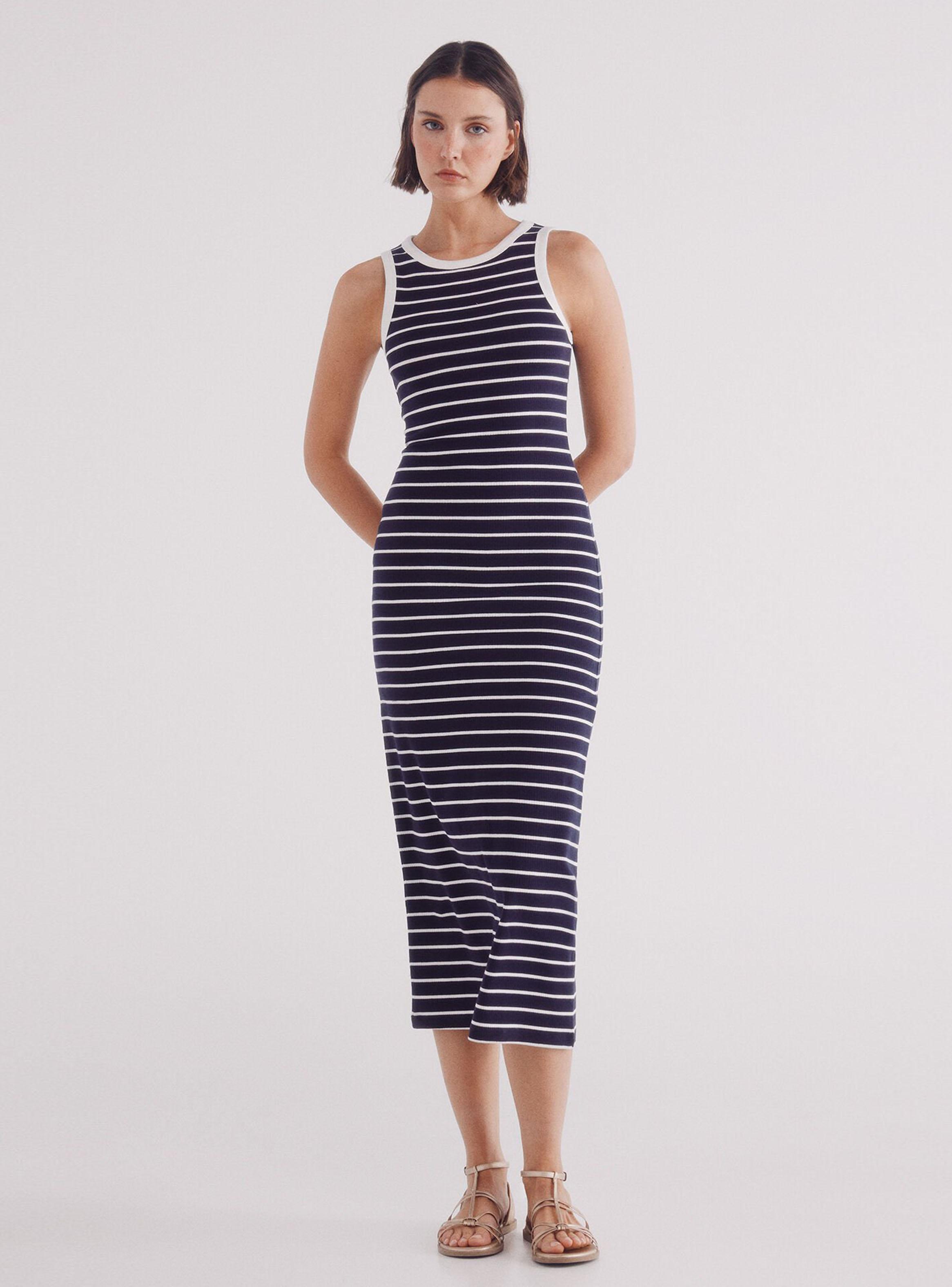Vestido Midi Estructura Rayas-0