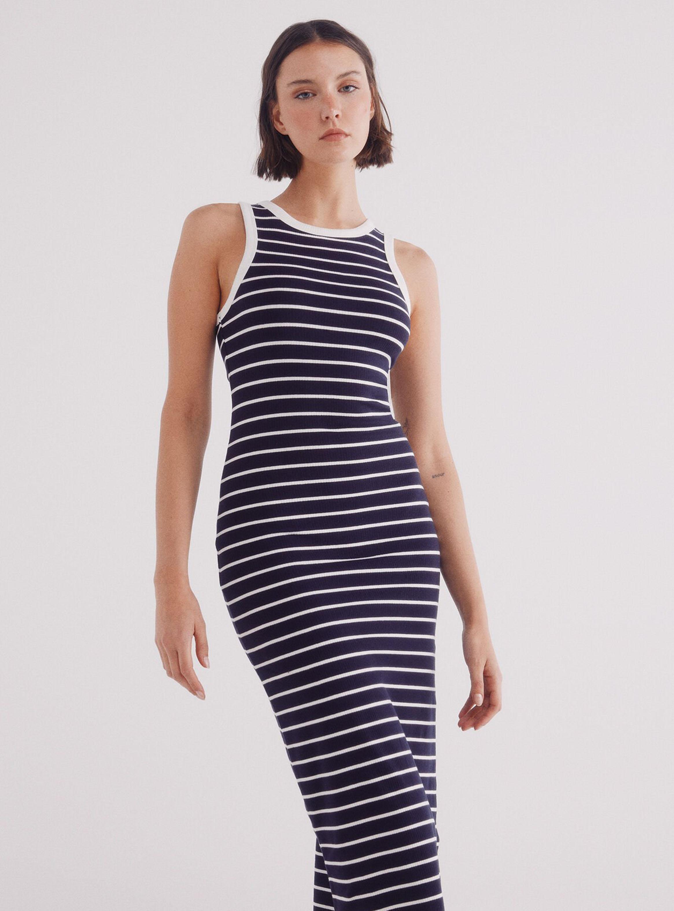Vestido Midi Estructura Rayas-3