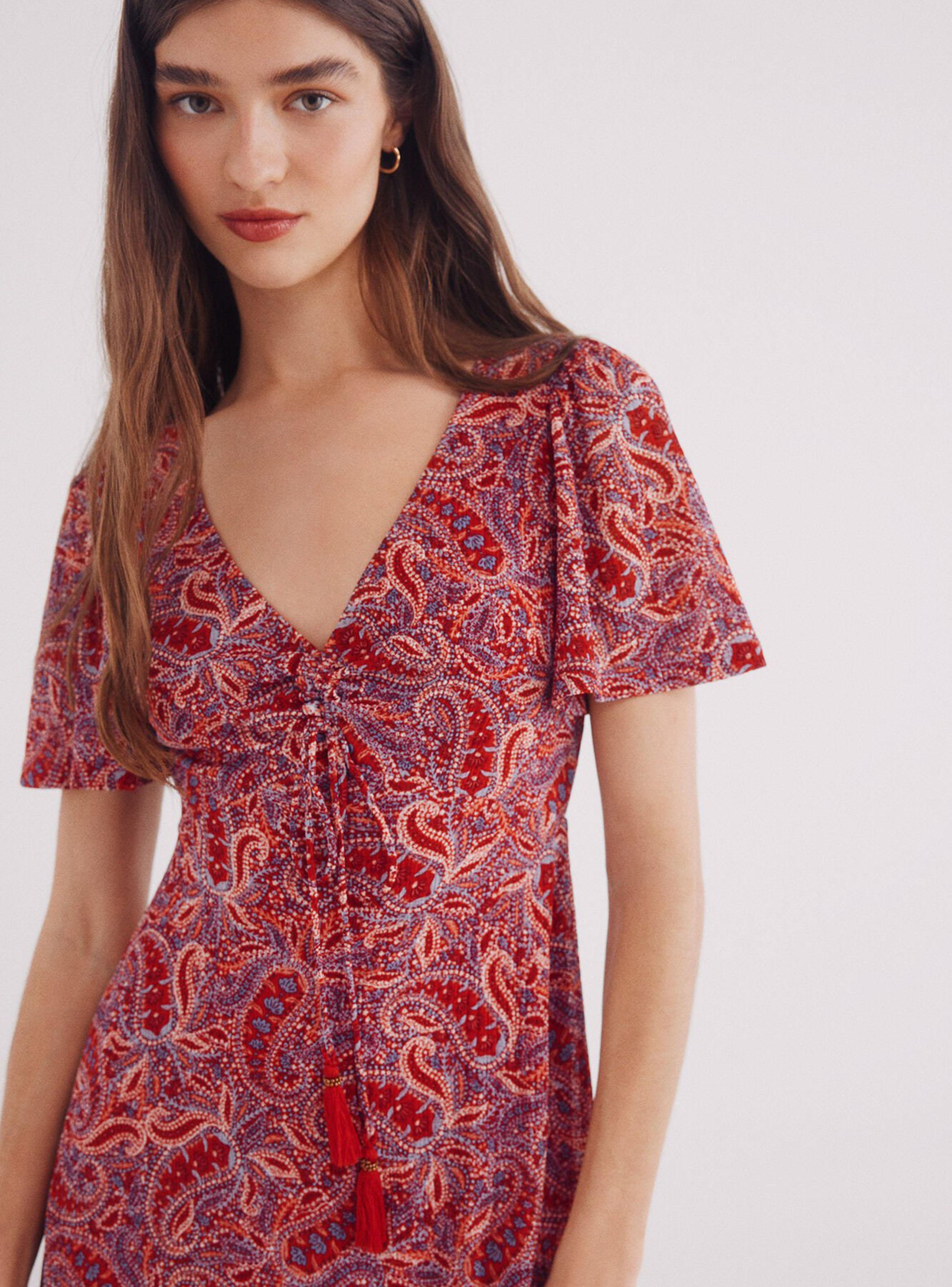 Vestido Midi Manga Capa Estampado-3