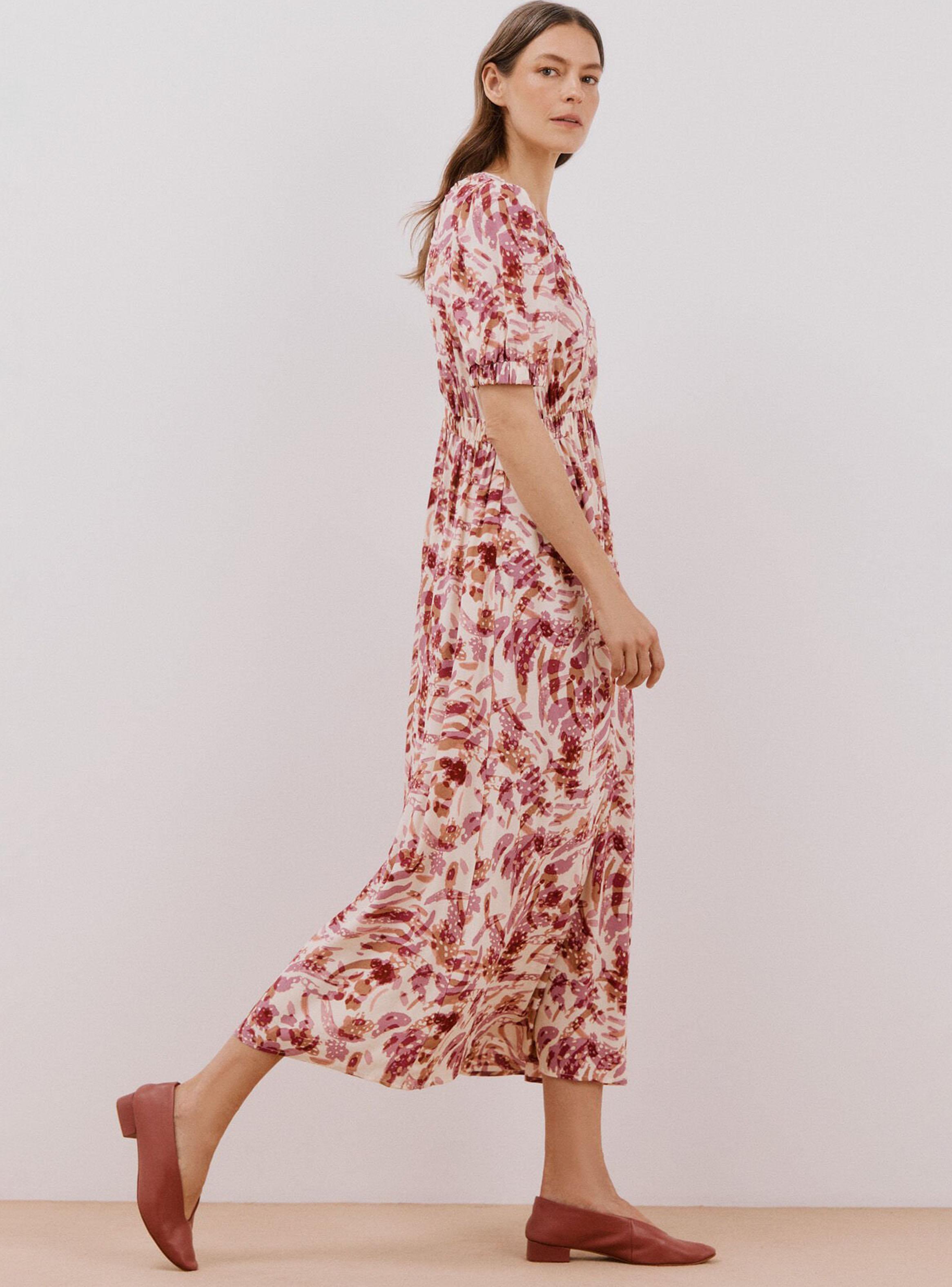 Vestido Largo Estampado Detalle Drapeado-2