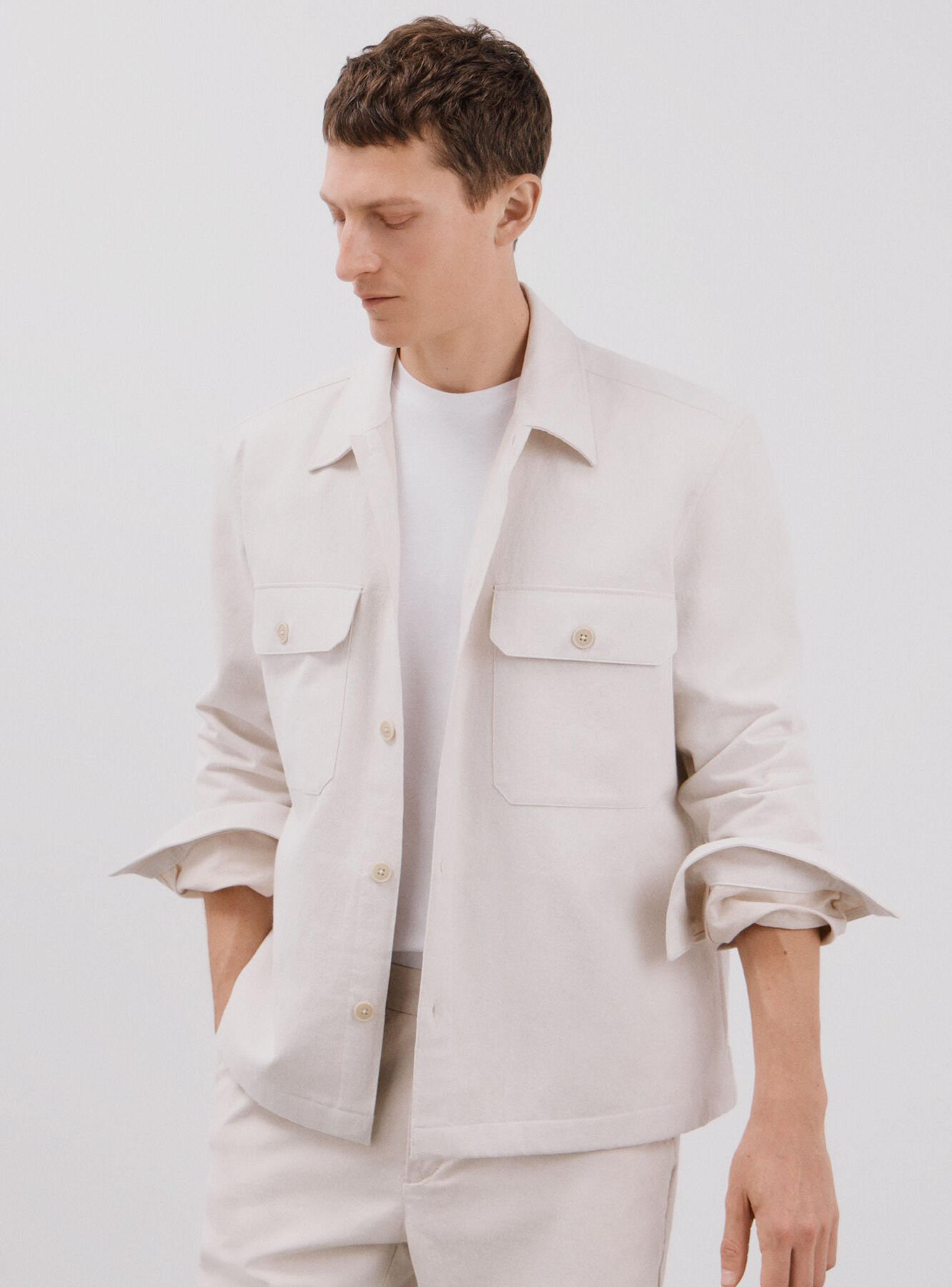 Sobrecamisa Casual Algodón Lino-3