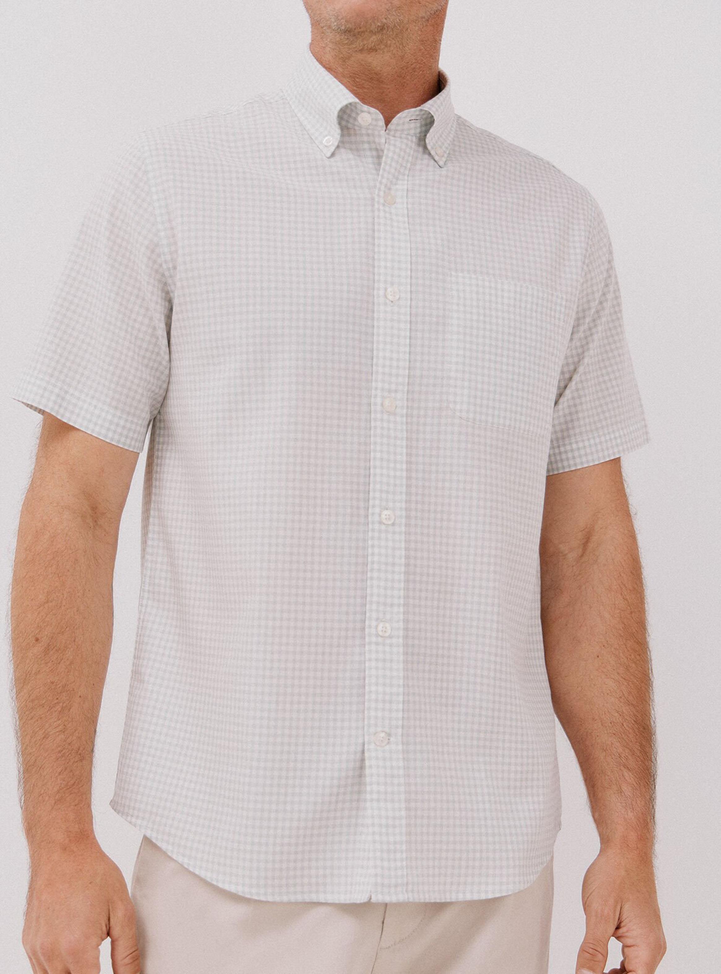 Camisa Print Cuadros Lisa Algodón-3