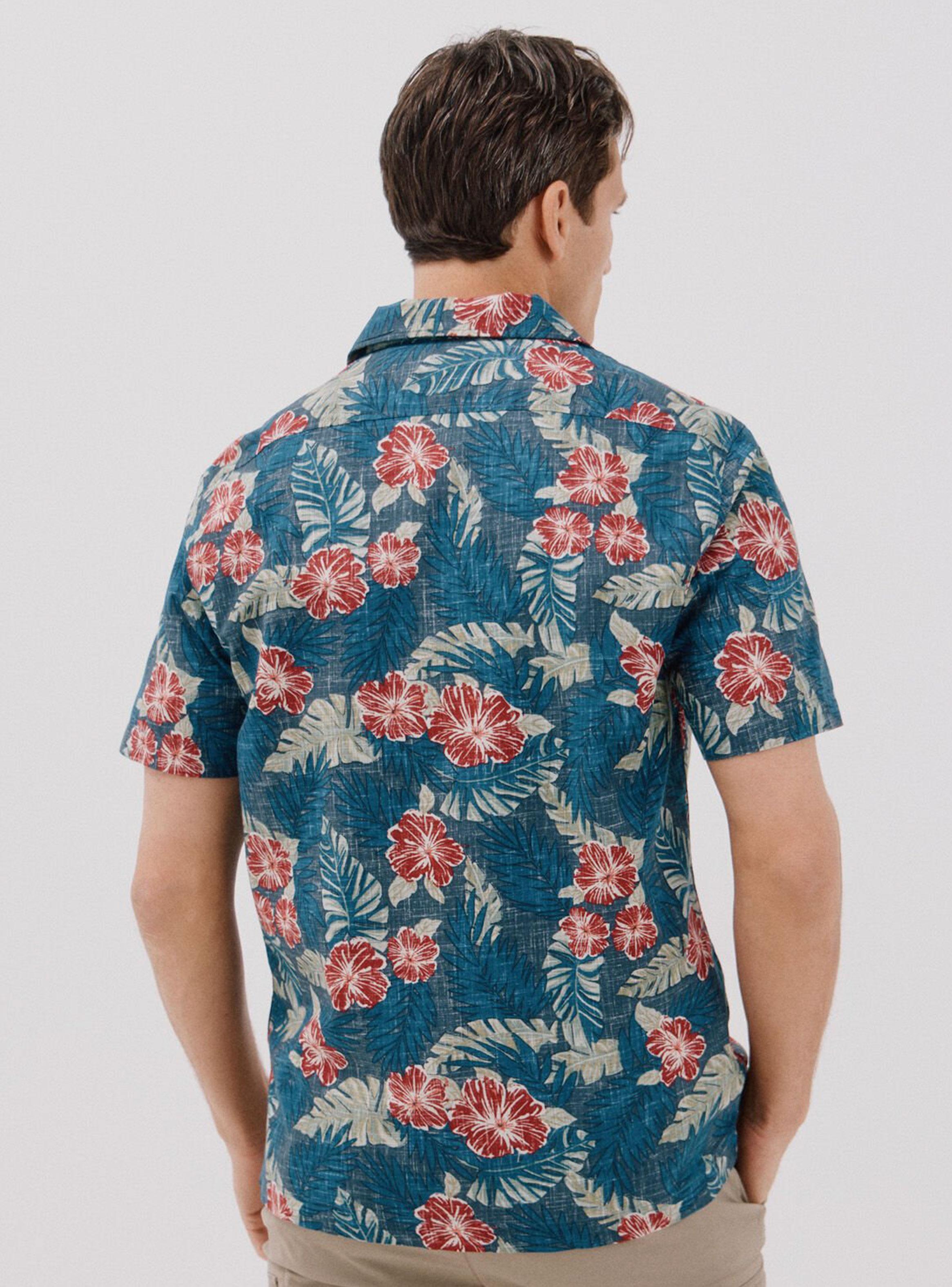 Camisa Estampada Flores Manga Corta-1