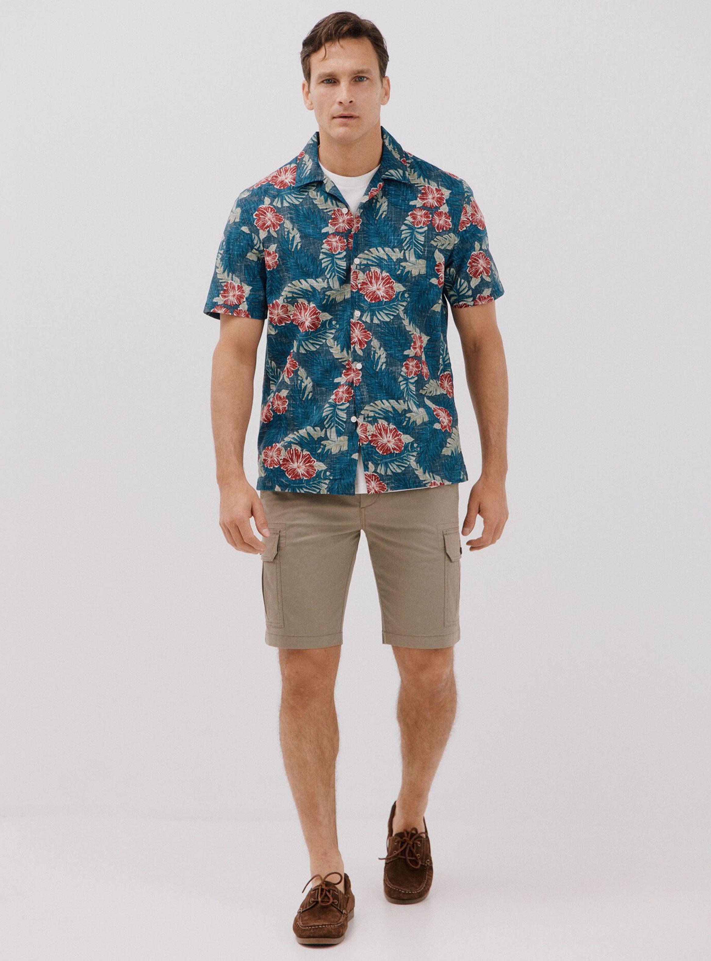 Camisa Estampada Flores Manga Corta-4
