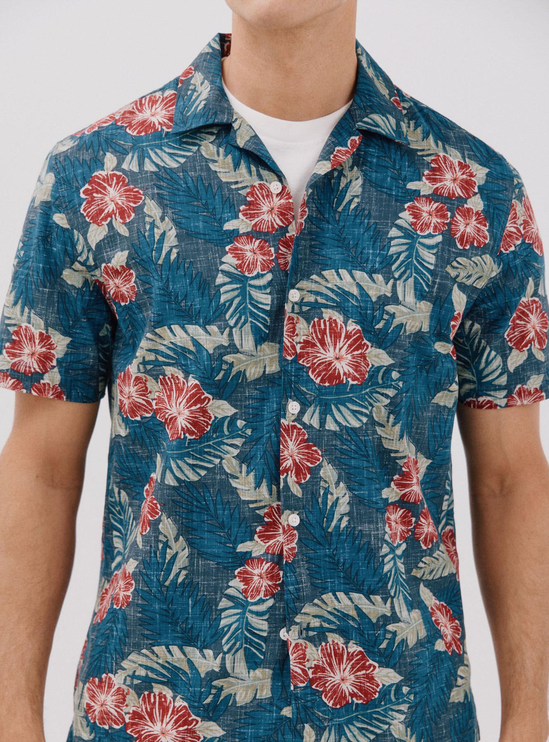 Camisa Estampada Flores Manga Corta-3