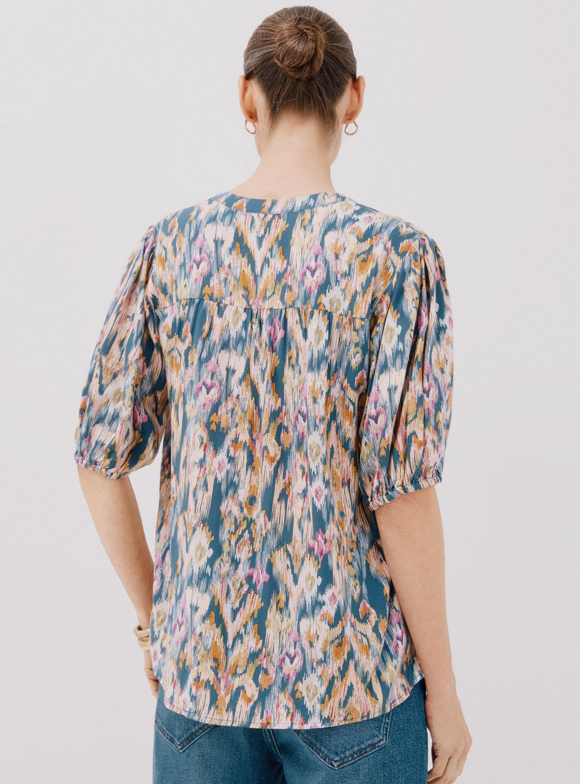 Blusa Manga Corta Canesú Frunces-1