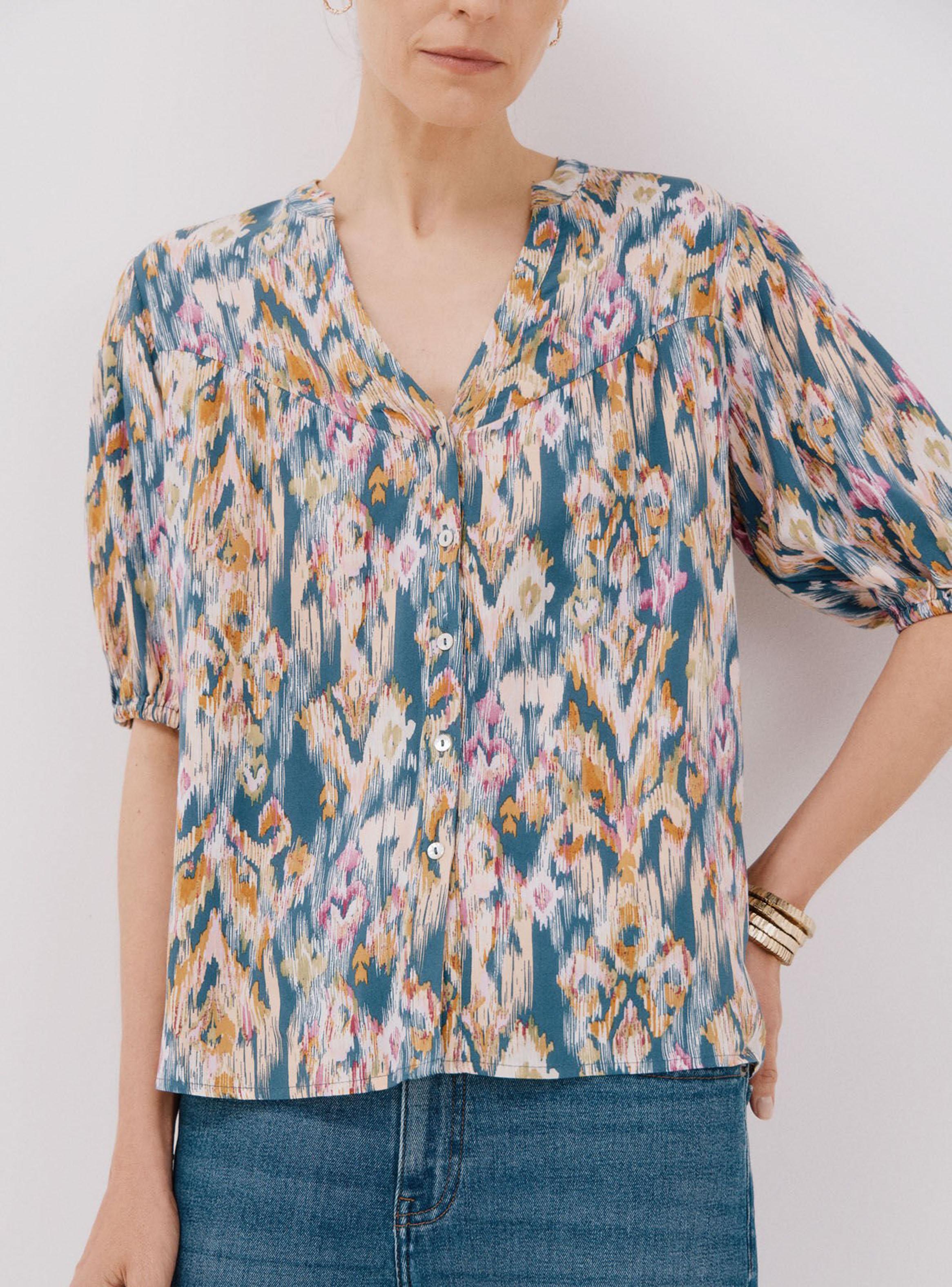 Blusa Manga Corta Canesú Frunces-2