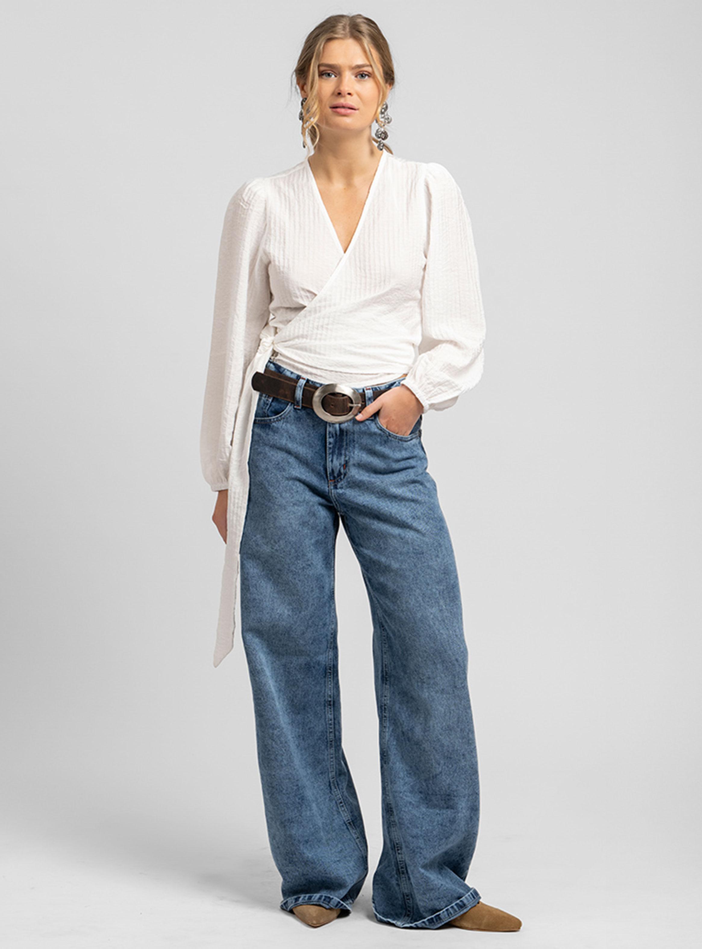Jeans Wide Leg Tiro Alto Josefa Azul-3