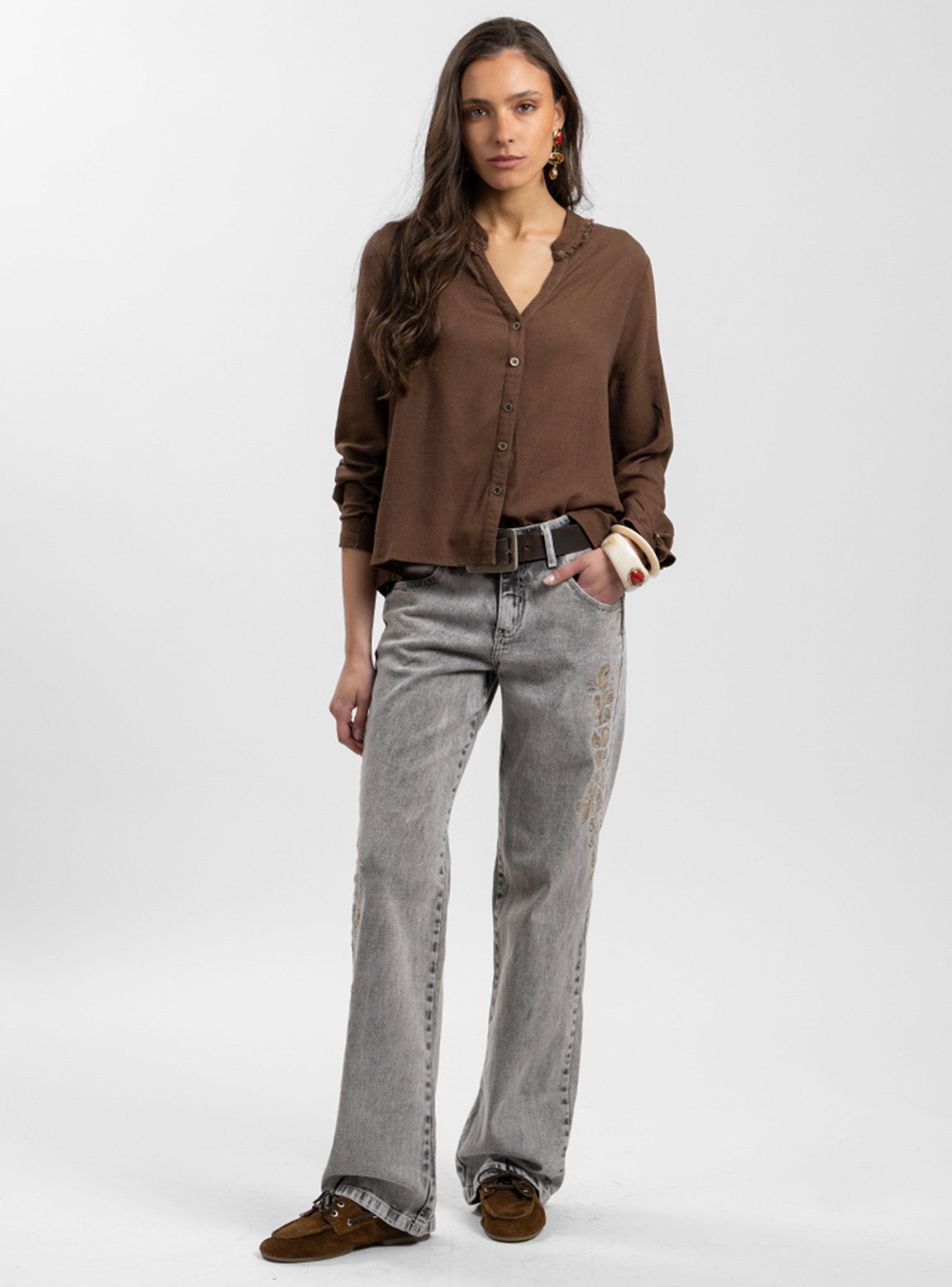 Jeans Recto Tiro Medio Amparo Gris-3