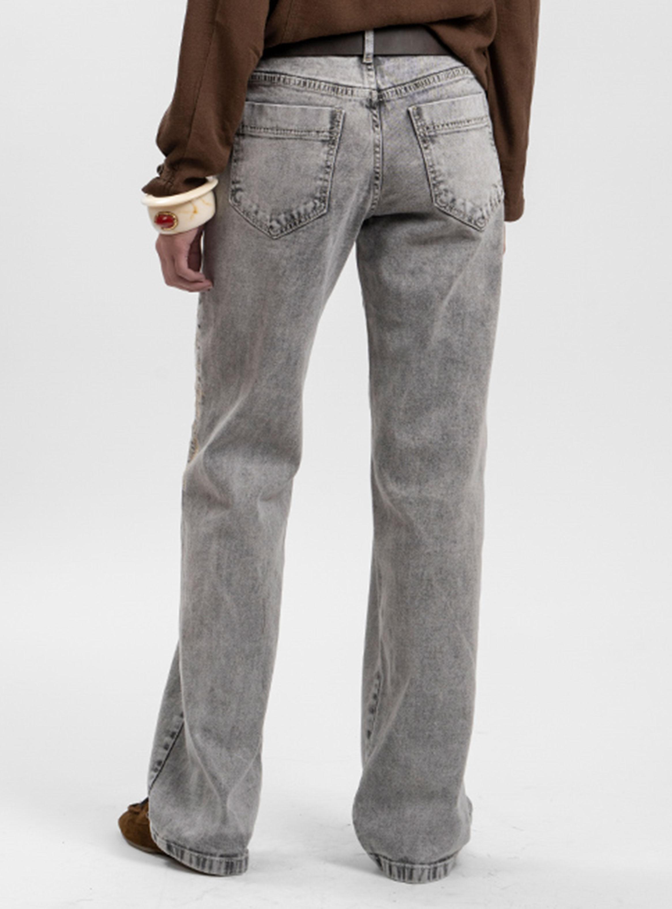 Jeans Recto Tiro Medio Amparo Gris-1