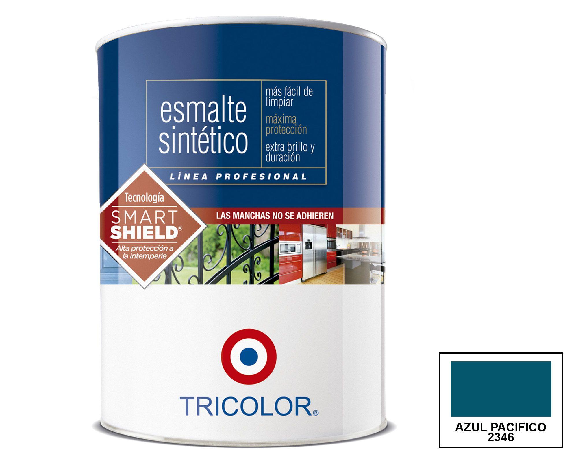 Esmalte sintético 1/4 galón Profesional azul pacífico brillante Tricolor-0