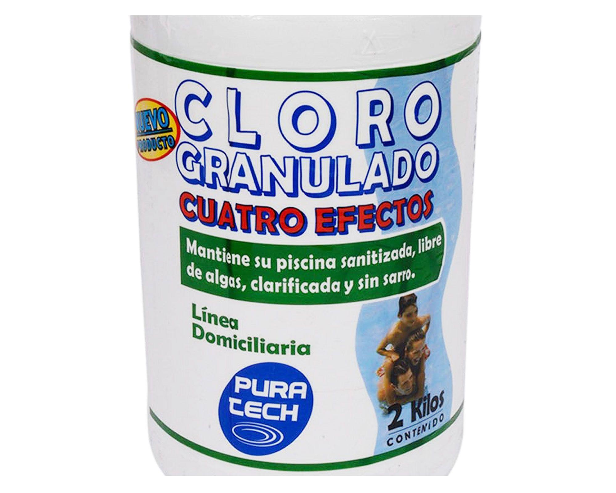 Cloro granulado piscina 2 kg 4 efectos Pura tech-2