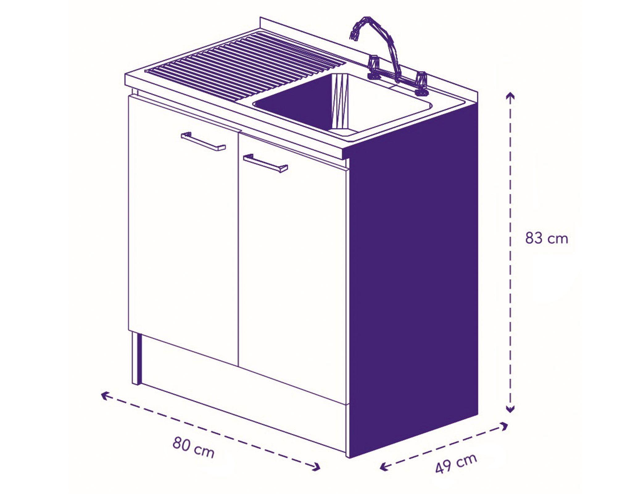 Mueble base lavaplatos 80 cm EI 2 puertas blanco Mobikit-3