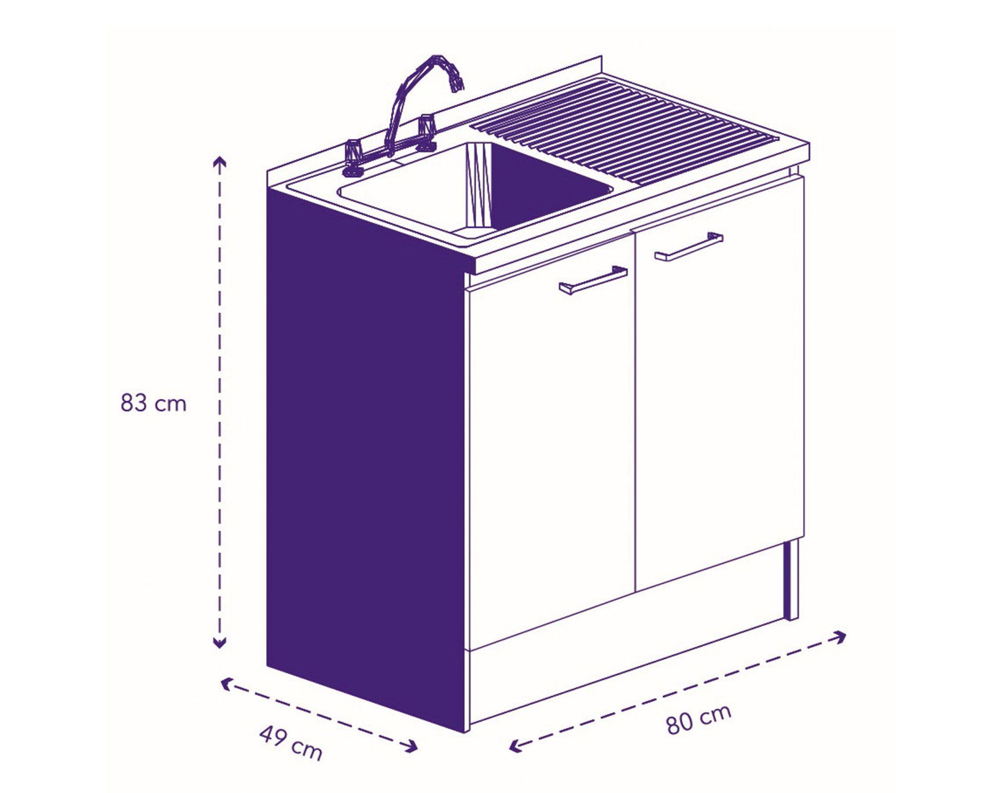 Mueble base lavaplatos 80 cm ED 2 puertas blanco Mobikit-4