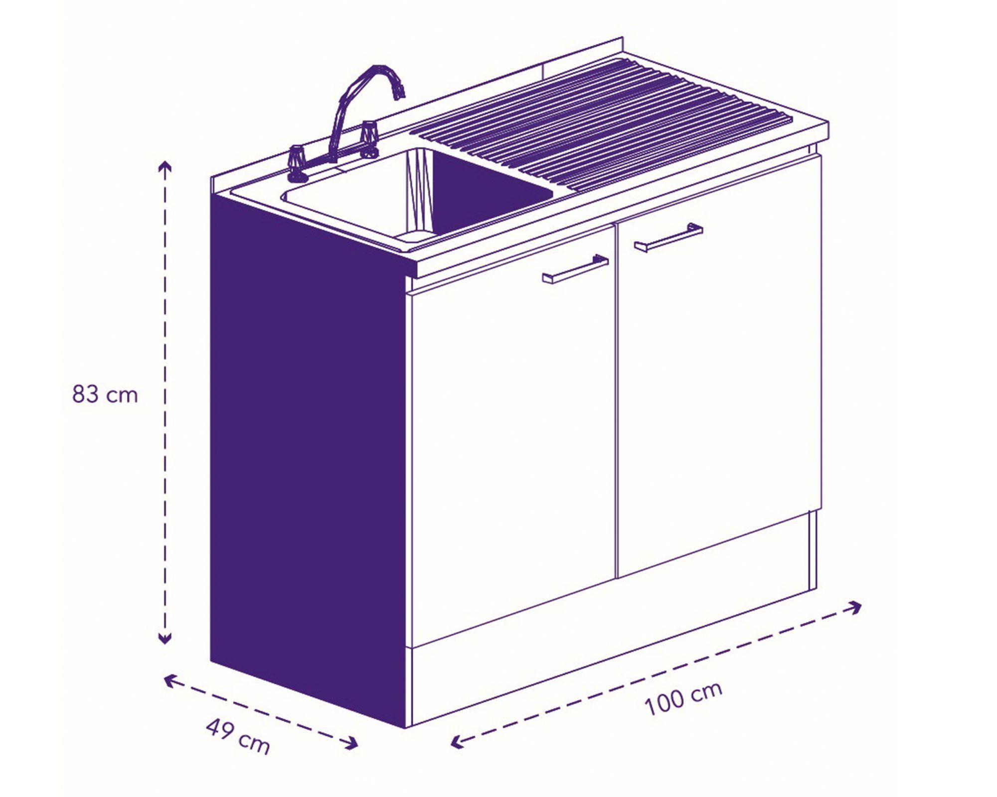 Mueble base lavaplatos 100 cm ED 2 puertas blanco Mobikit-3
