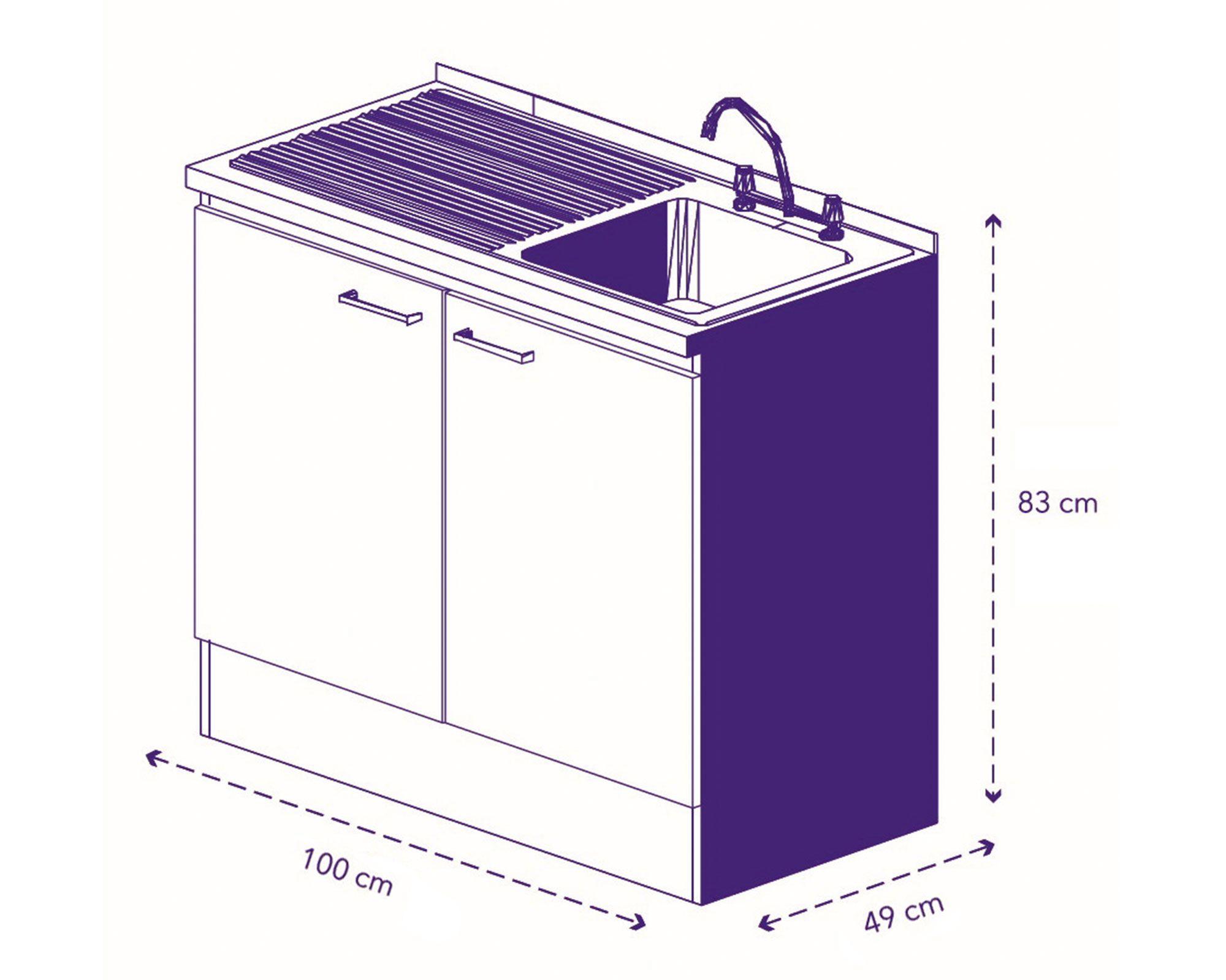 Mueble base lavaplatos 100 cm EI 2 puertas blanco Mobikit-3